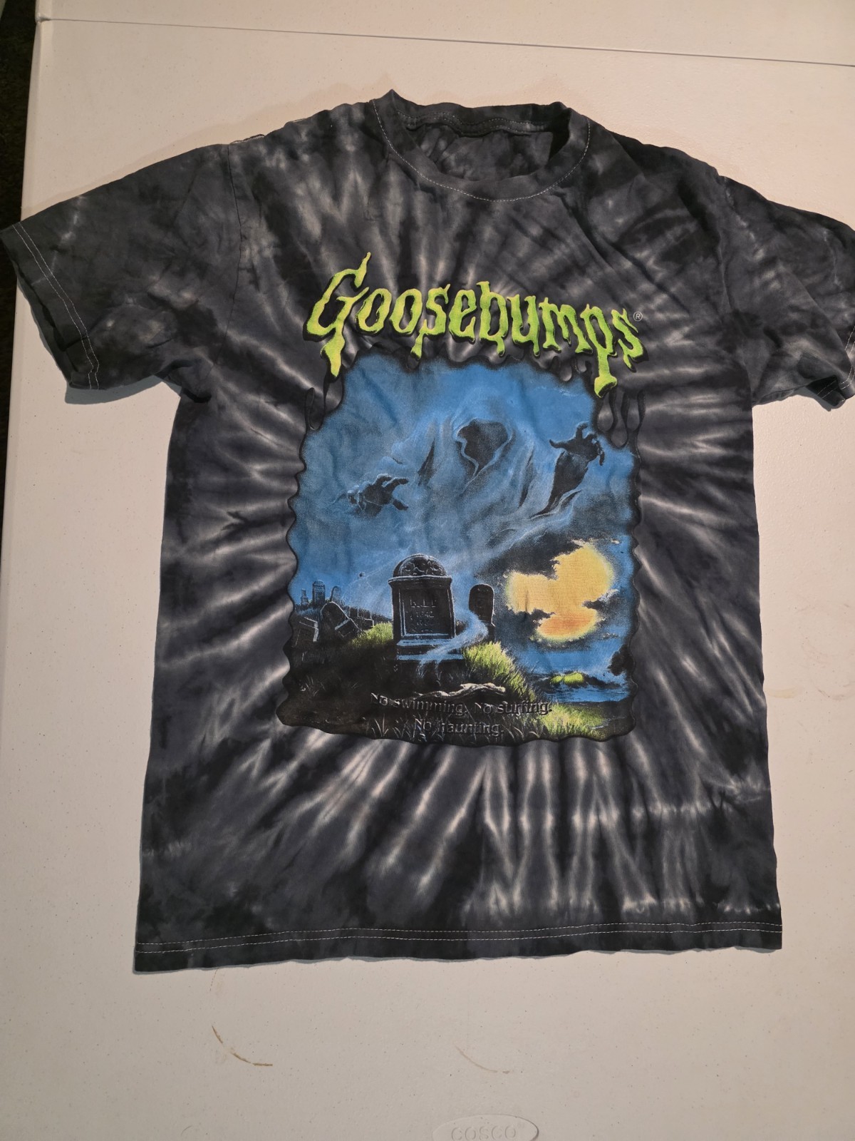 Goosebumps Ghost Beach T Shirt Mens Medium Black Tie Dye Horror RL Stine No Tag