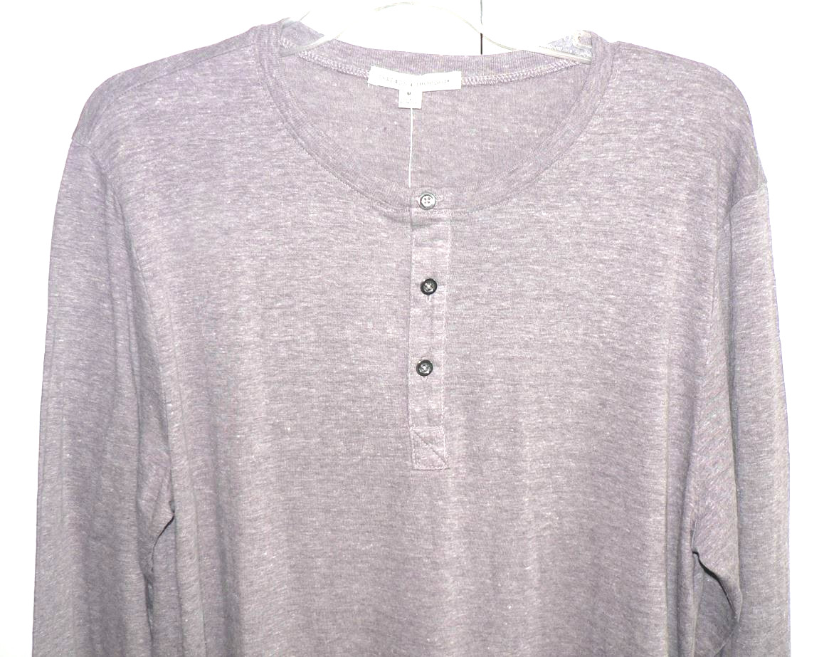 Threads 4 Thought Men’s Long Sleeve Tri blend Henley in Purple Heather Medium