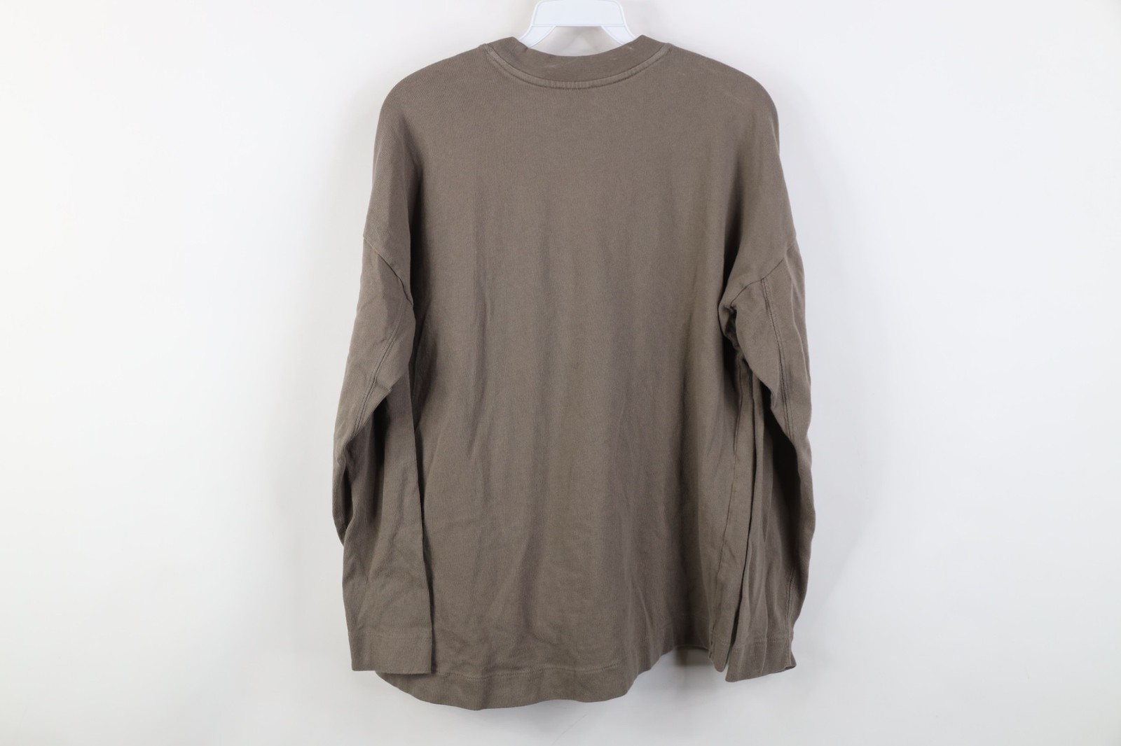 AYR All Year Round Mens Small Blank Cotton Ribbed Knit Long Sleeve T-Shirt Beige