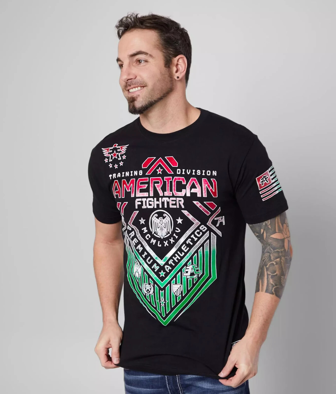 Men’s American Fighter North Dakota Athletic MMA Black T-Shirt XS-4XL