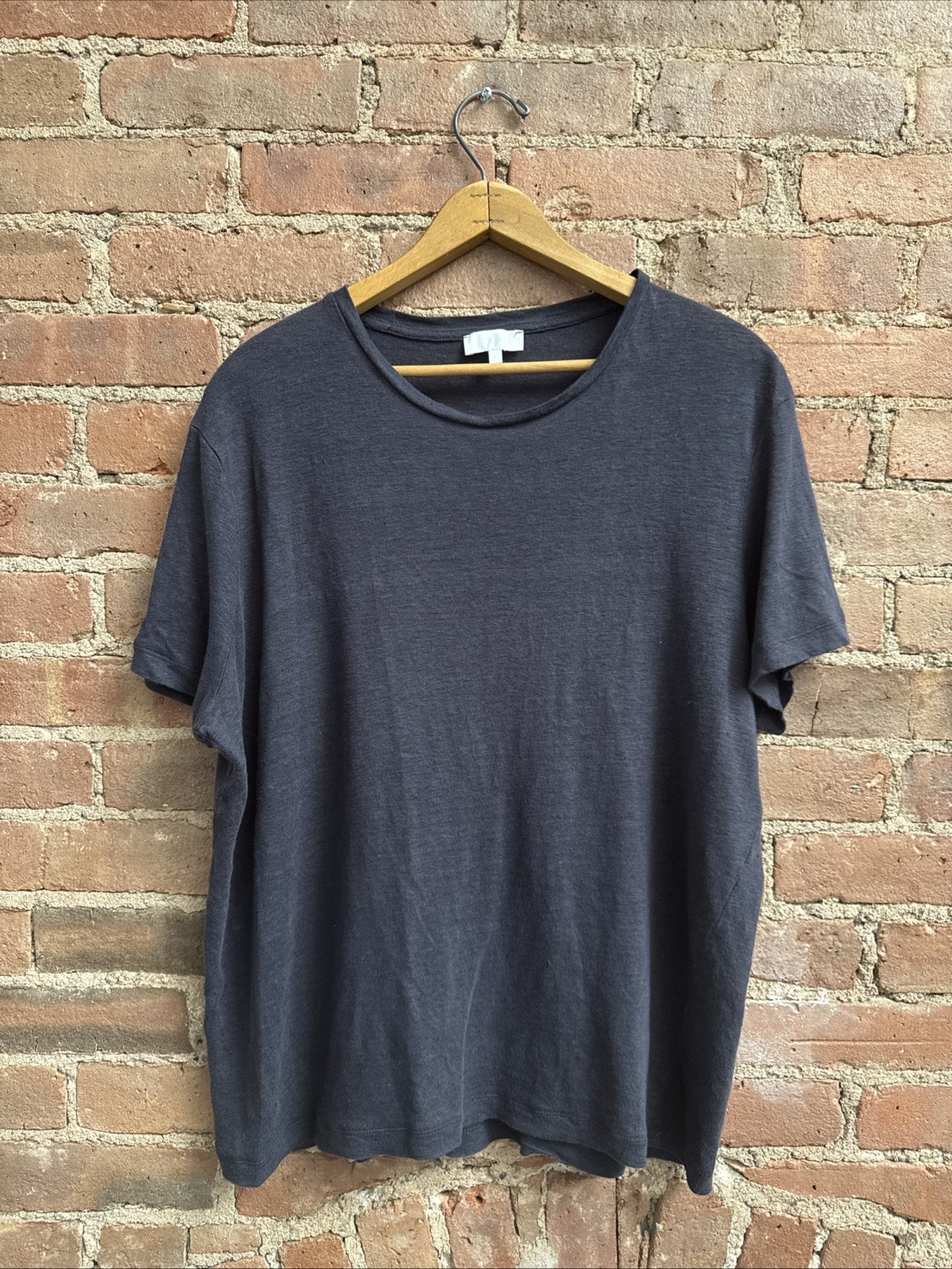 Meriggi Men’s T Shirt, Sz Large, Navy Blue 100% Linen
