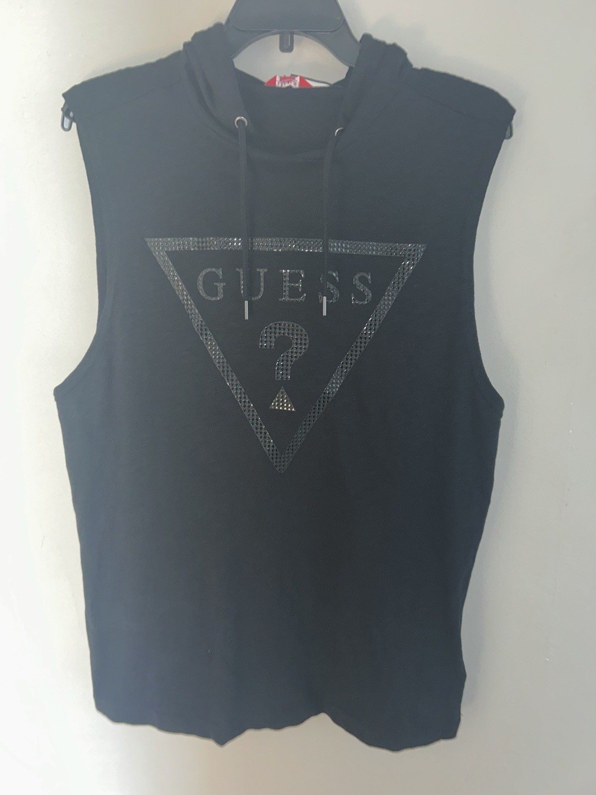 Rare Guess Jeans Tank Top Men’s Black Muscle Hoodie Gym Casual Size S