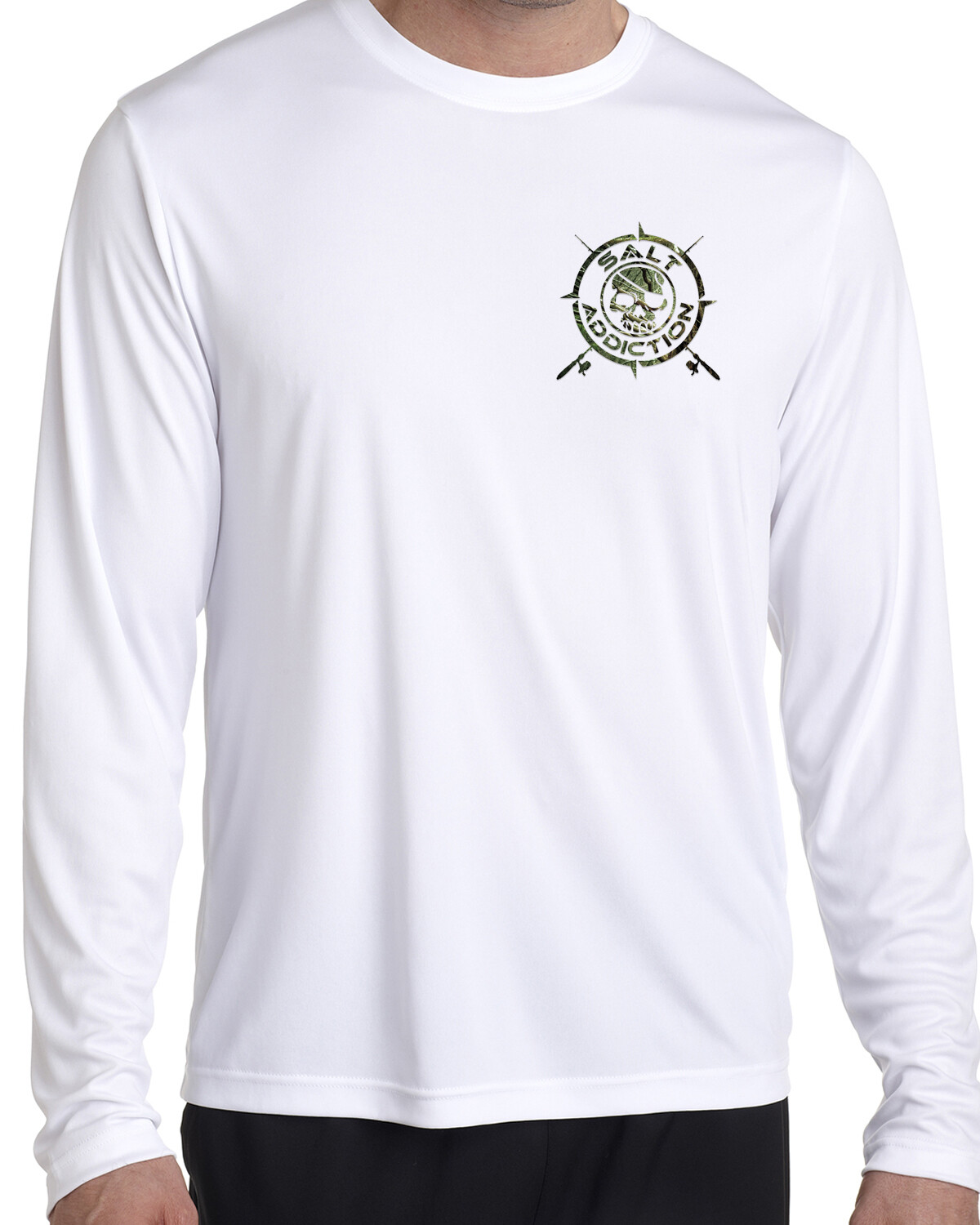 Salt Addiction microfiber saltwater fishing long sleeve life t shirt 50+ uv camo