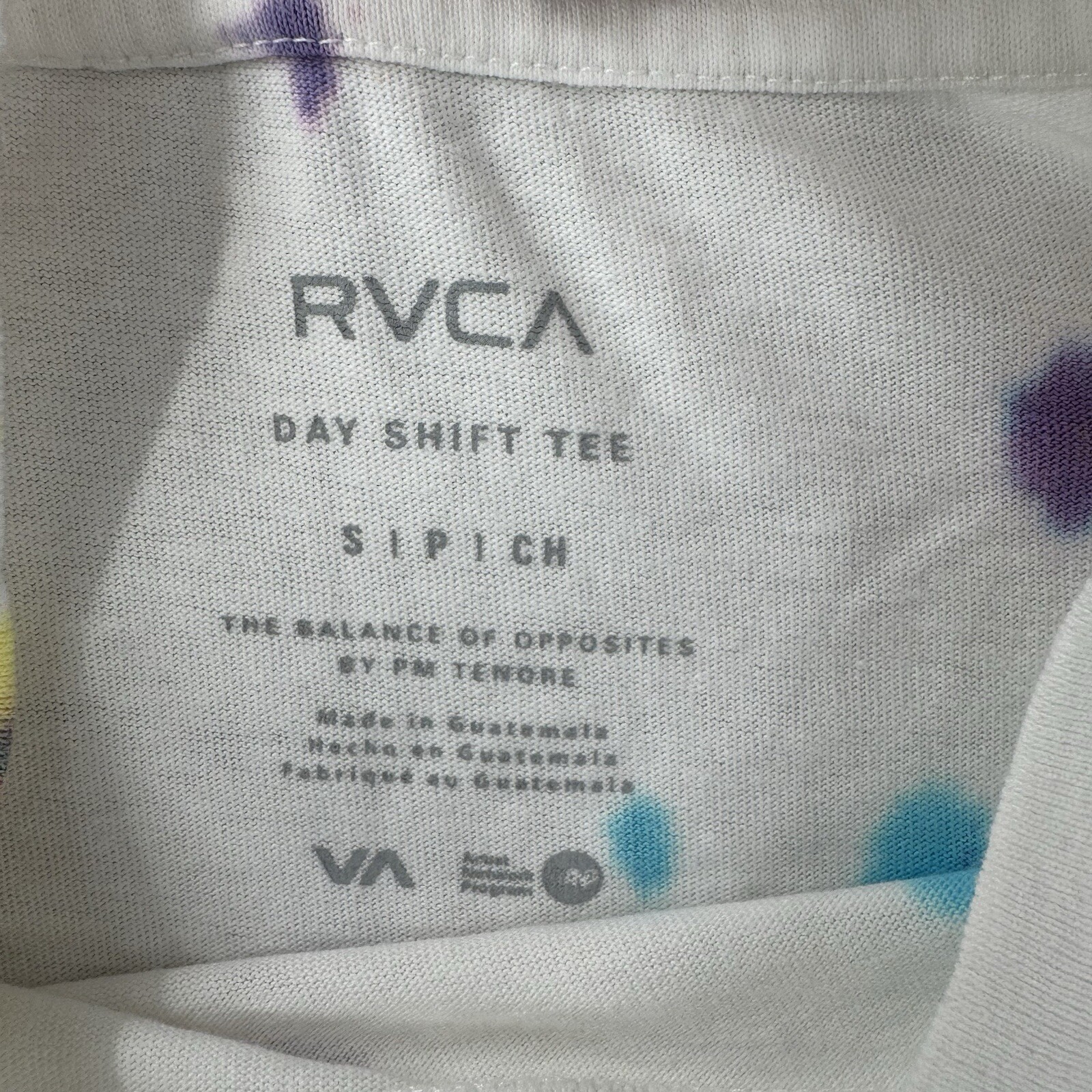 RVCA Dayshift Tee Mens Small Tie Dye Palm Tree Wish You Were Here Shirt NEW