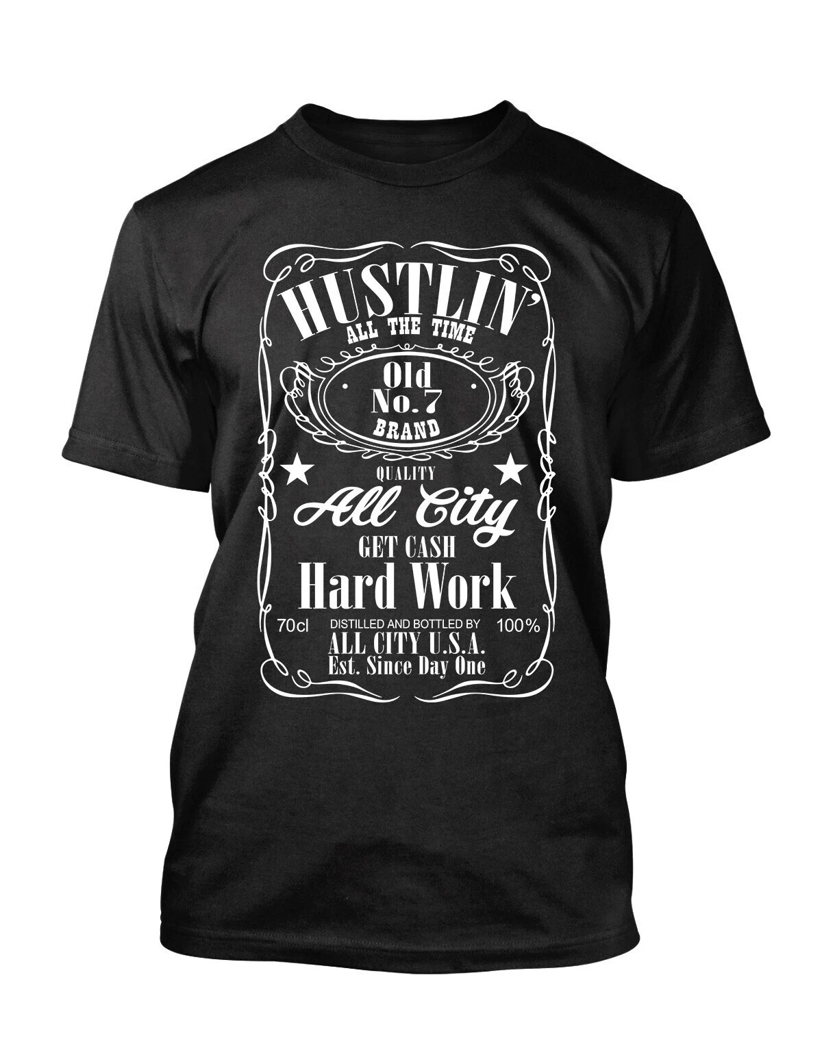 Hustlin All Day 8XL Big Tall Graphic Greystone Tee Shirt Streetwear Hip Hop T