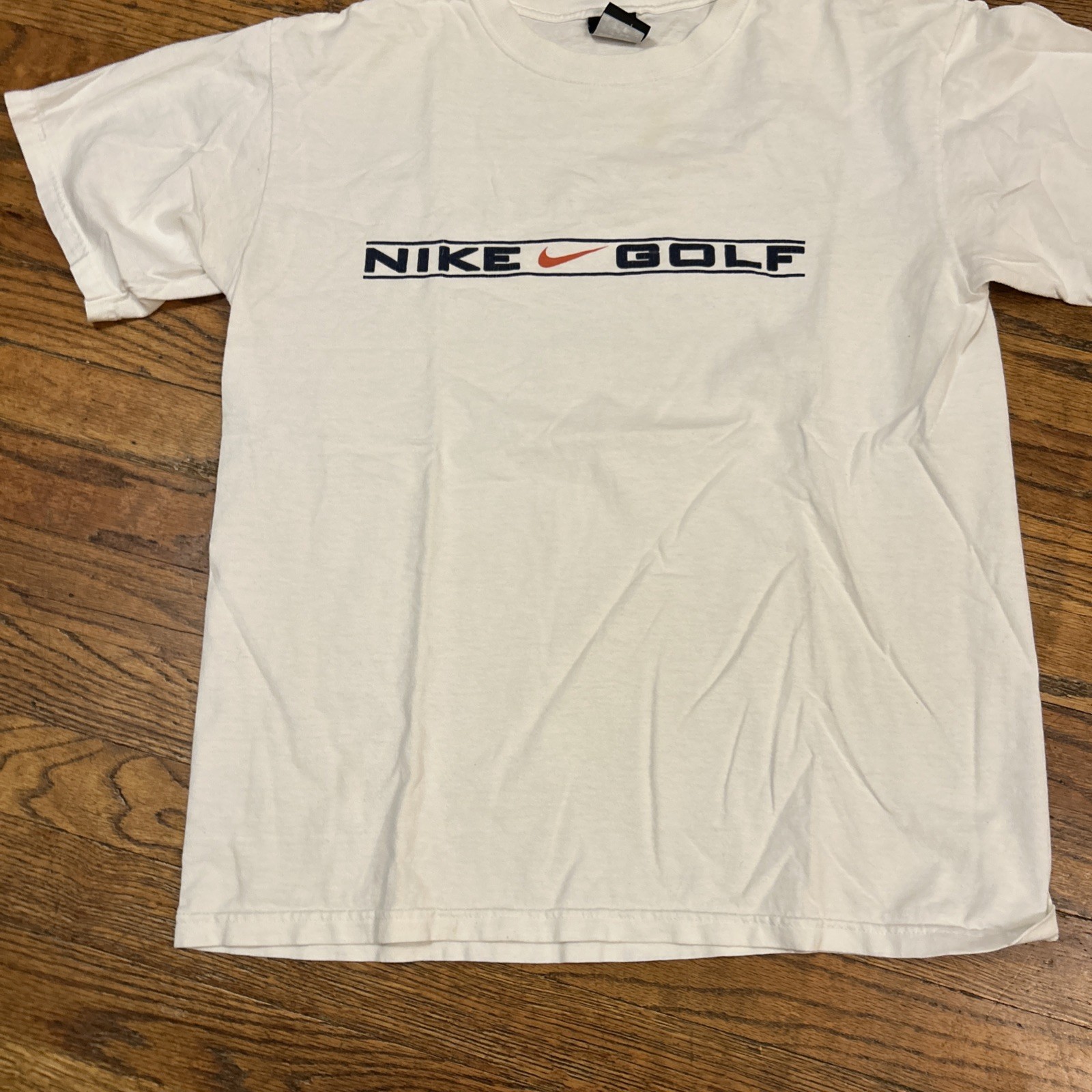 Vintage 90s Nike Golf Swoosh Logo Block Athletic Sports Graphic T-Shirt Medium