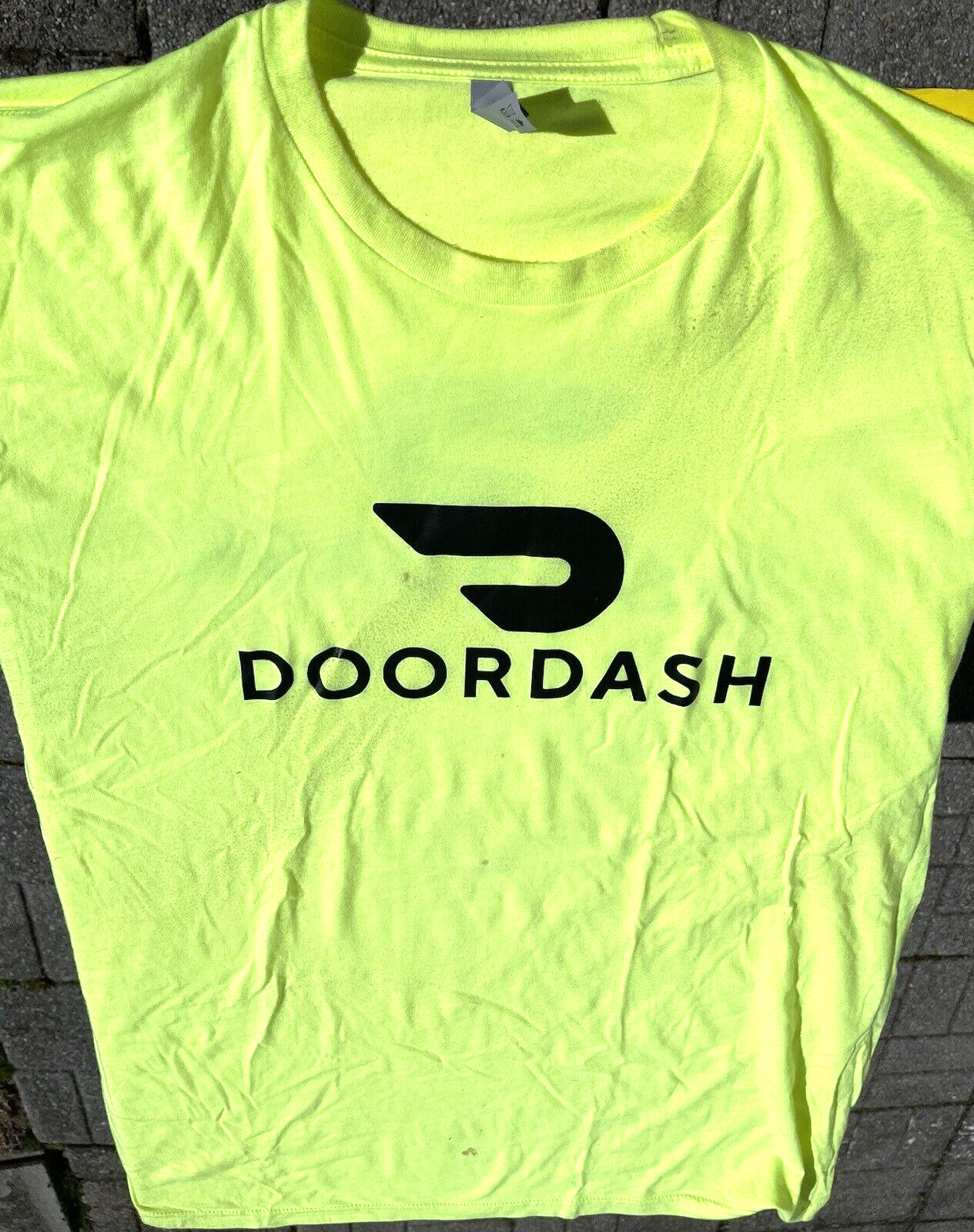 DoorDash Front & Back Food Delivery Driver NEON GREEN Short Sleeve 2XL Shirt