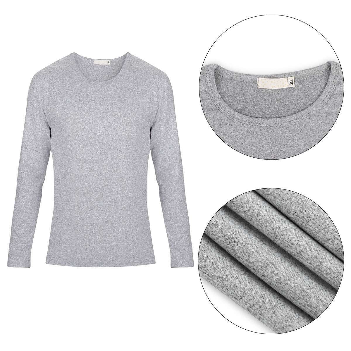 Men Casual Long Sleeve Basic T-shirt Slim Thermal Undershirt Muscle Top Milksilk