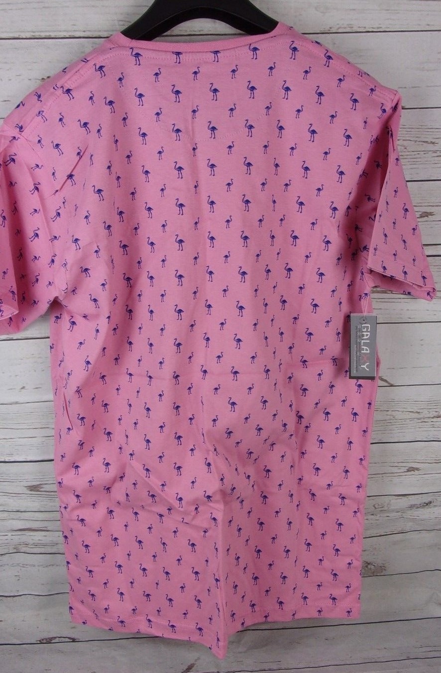 Galaxy Mens (Harvic) Pink/Blue XL Bird Logo Shirt 100% Cotton New