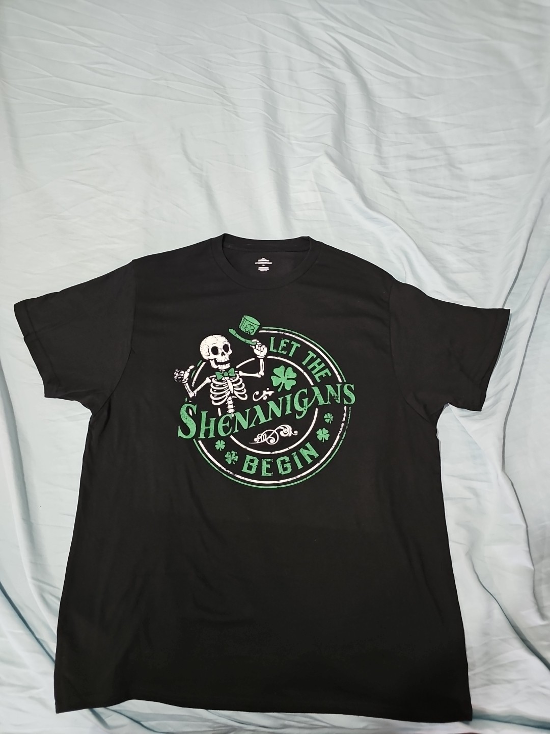 Way to Celebrate Black Large Let’s The Shenanigans Begin T-shirt NWT