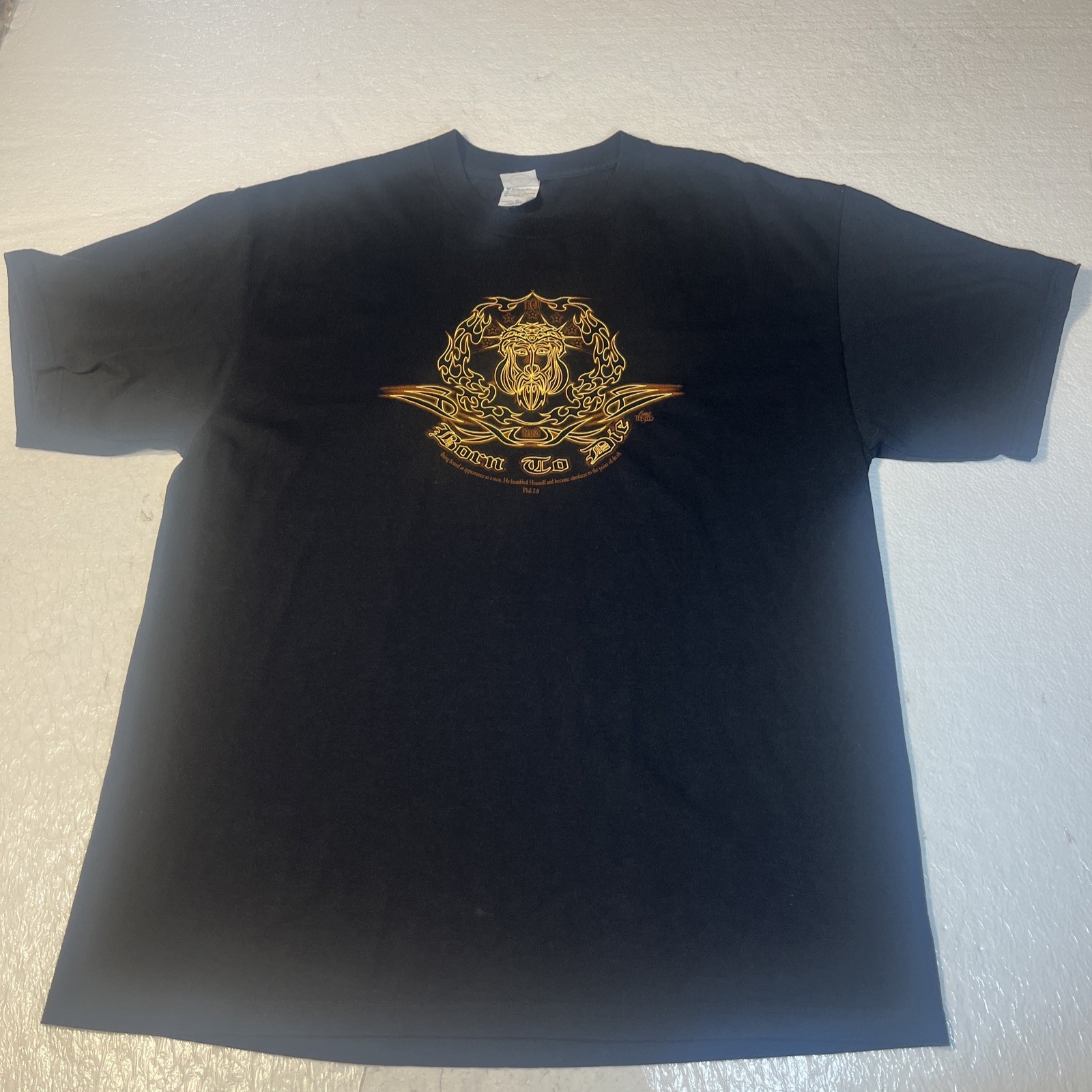 Vintage Jesus Religious Shirt Born To Die Mens XL Black