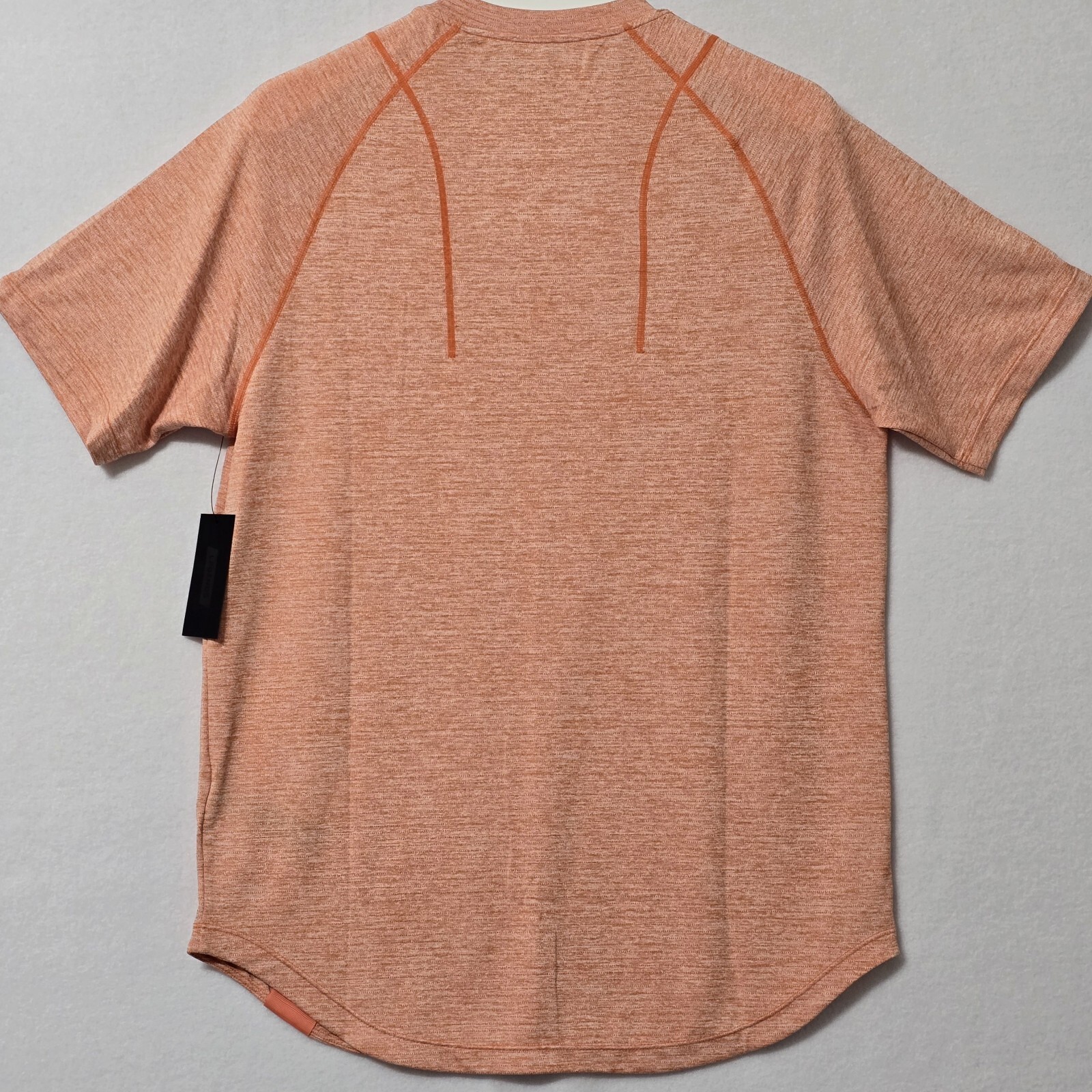 $50 Legends Mens Enzo Tee Coral Heather Sz Medium Athletic Scalloped Hem NWT