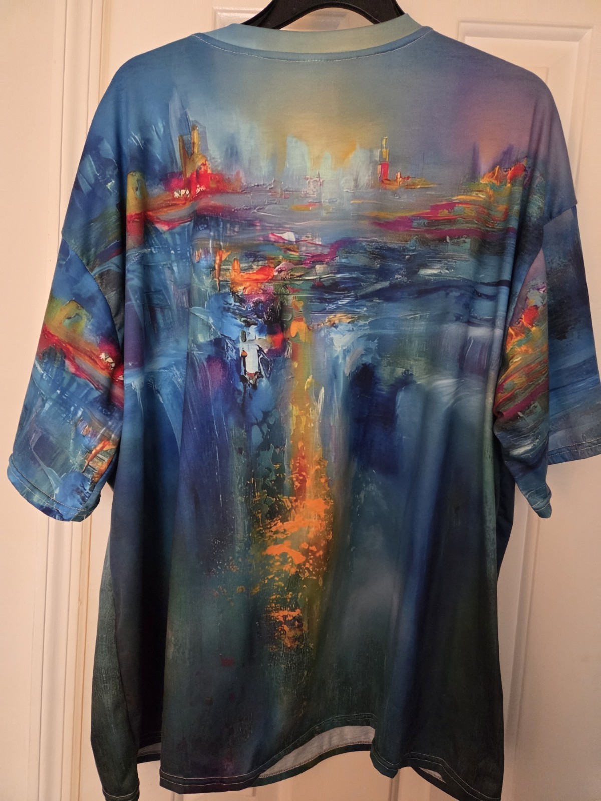 Multicolor Graphic Print Polyester Spandex T-Shirt Men’s XL