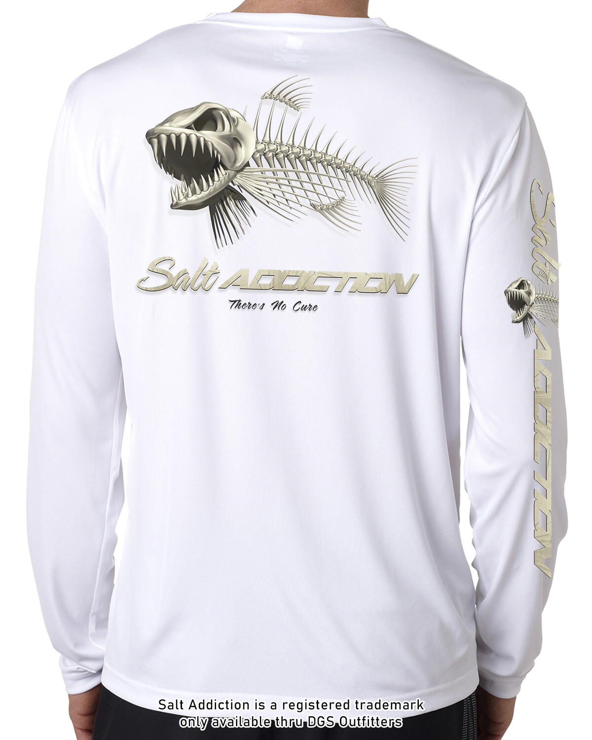 Salt Addiction t shirt long sleeve microfiber saltwater fishing uv upf 50+ BONES
