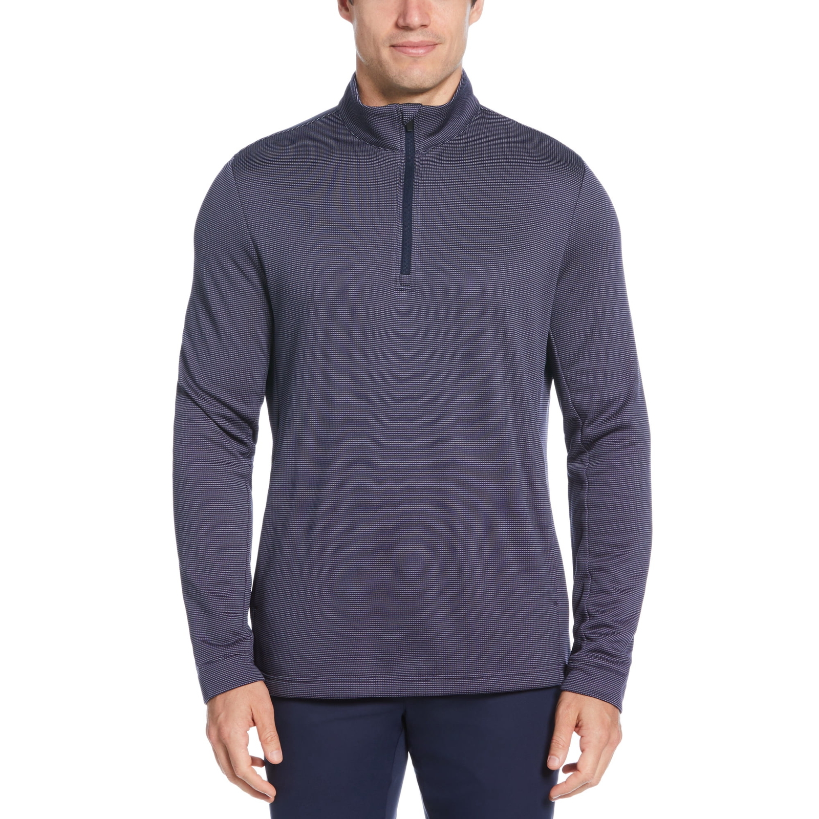 Ben Hogan Performance Men’s Blue Jacquard 1/4 Zip Long Sleeve Shirts: M-2XL