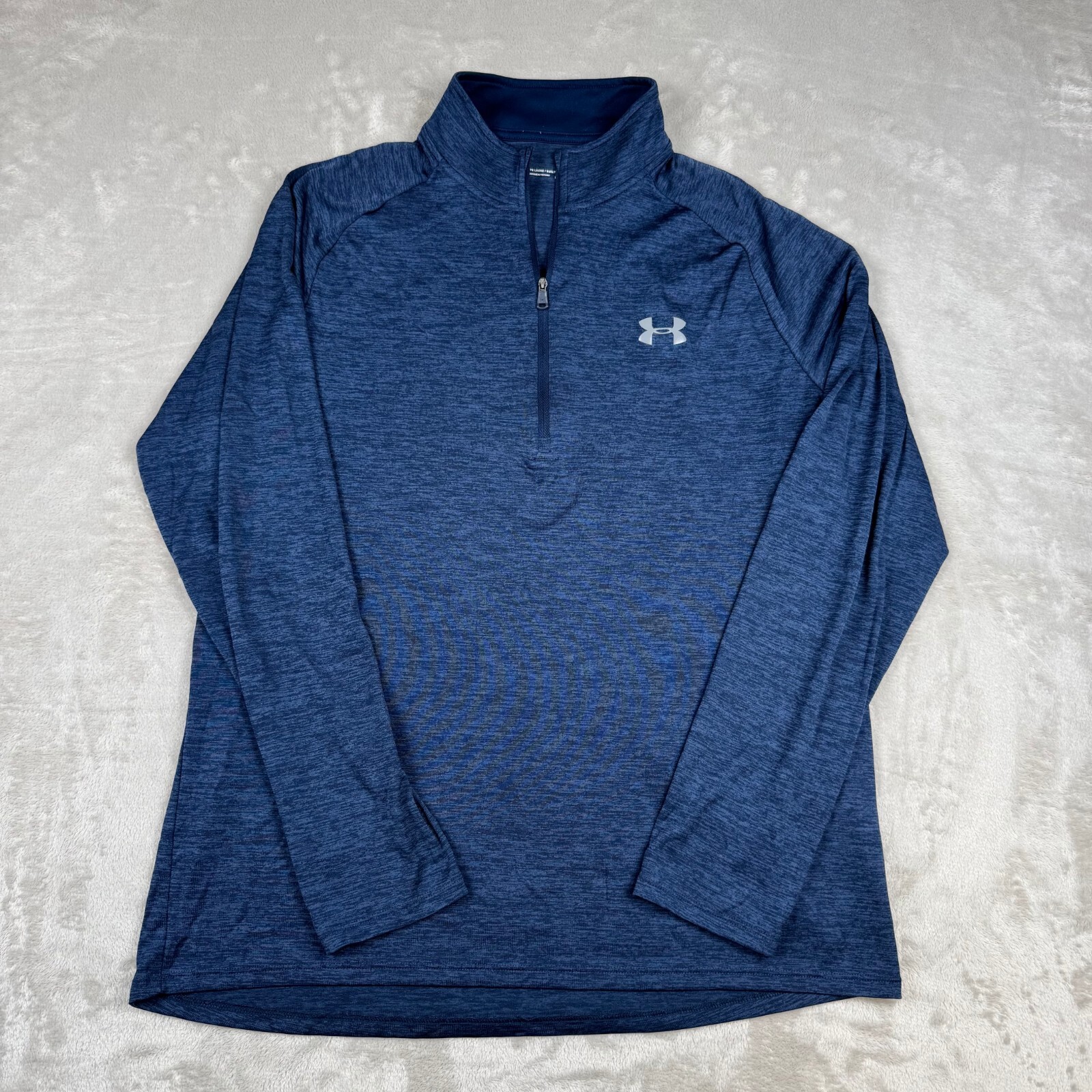 Under Armour Mens L 1/4 Zip Blue Pullover Performance Loose Heatgear Golf