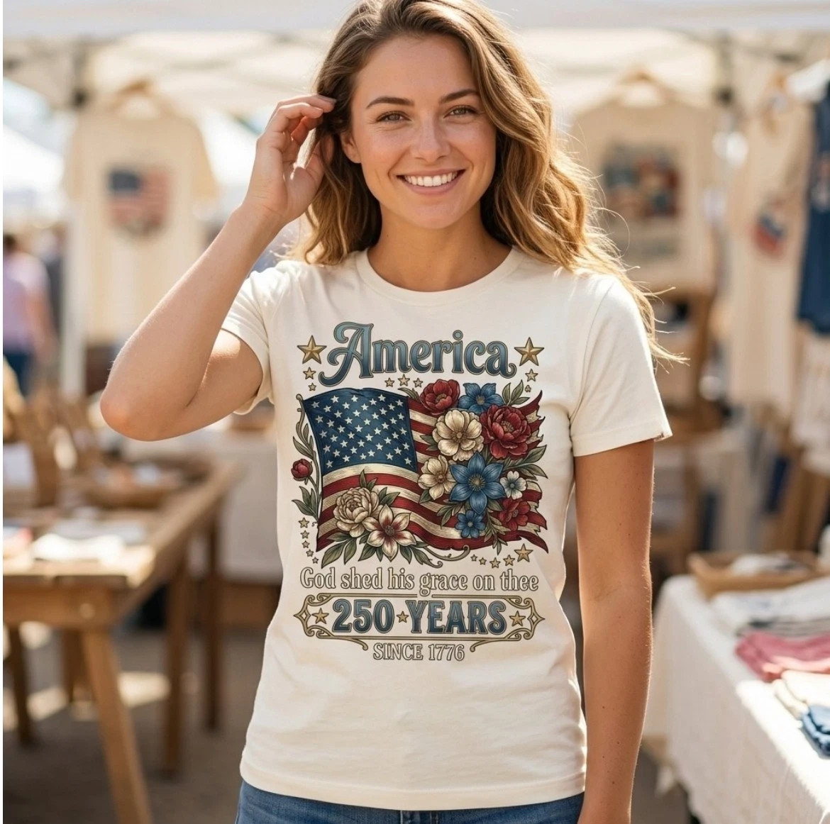 USA 250th Anniversary T-Shirt American Flag Patriotic Tee 1776-2026 Freedom