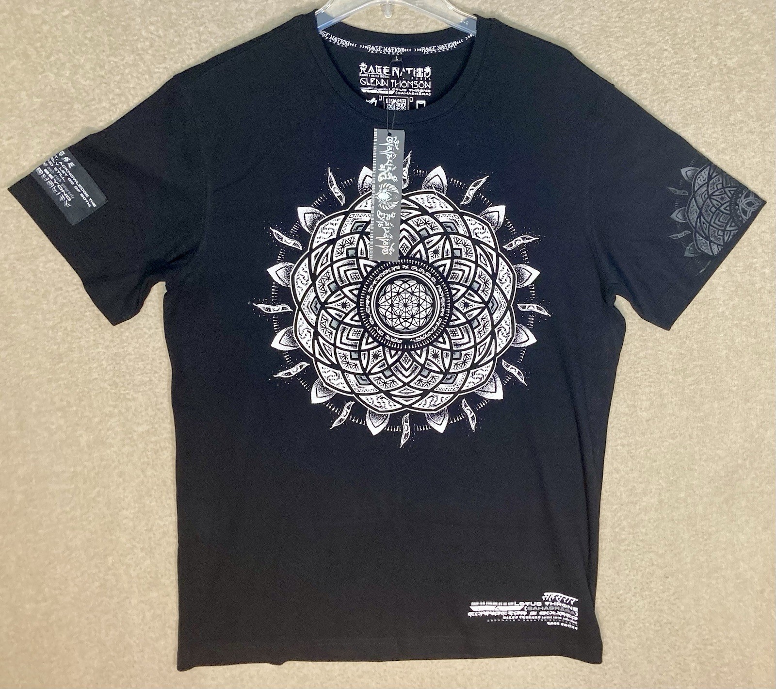 Rage Nation Apparel x Glenn Thomson T Shirt Mens Large L Black Lotus Throne NEW