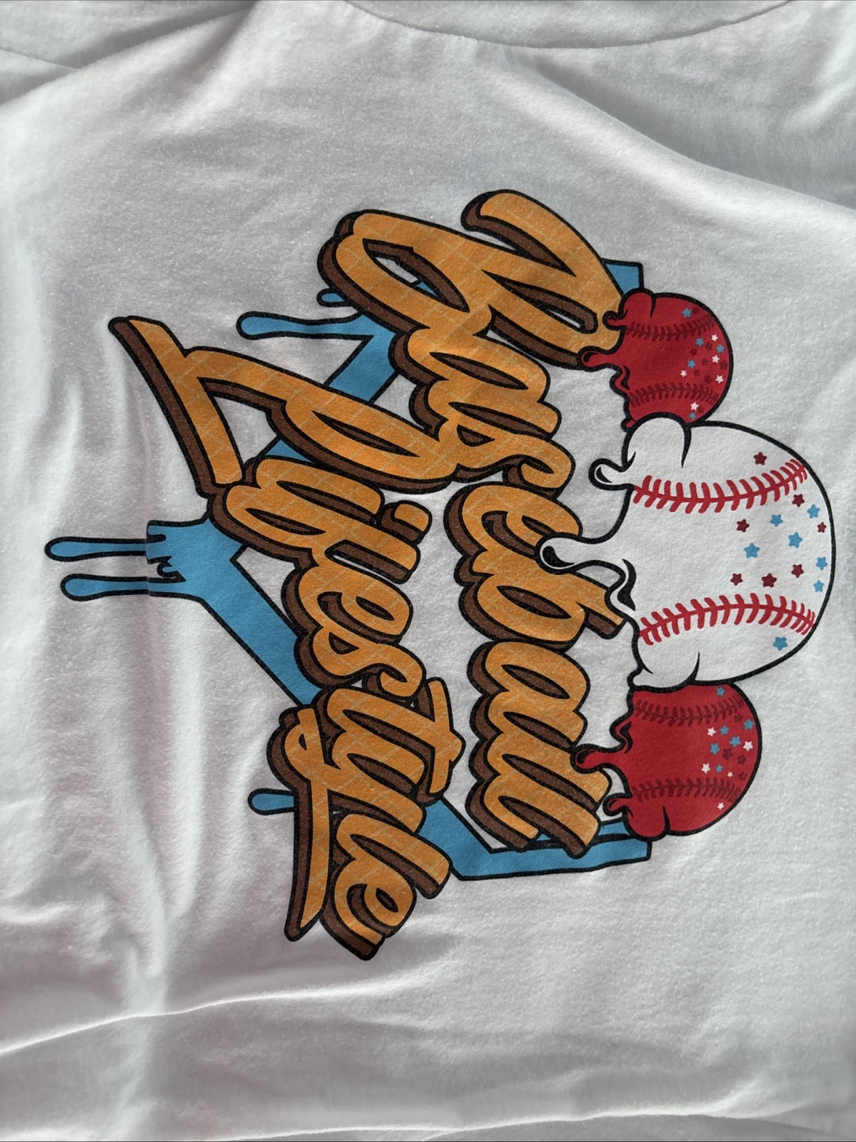 Baseball Lifestyle 101 Men’s white Graphic Print Cotton Crew Neck Tee Small