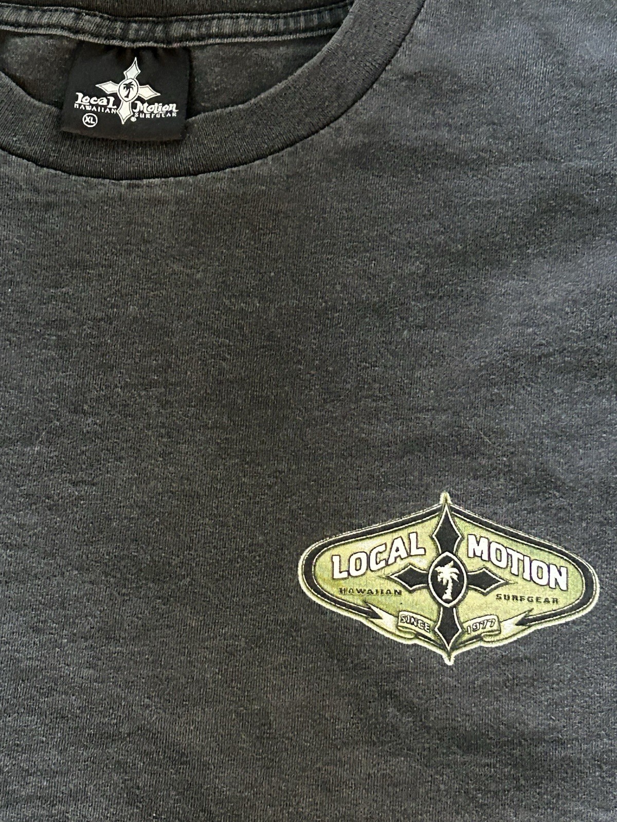 Vintage Local Motion T-Shirt Black Hawaii Surf Y2K Faded Skate Graphic, Men’s XL