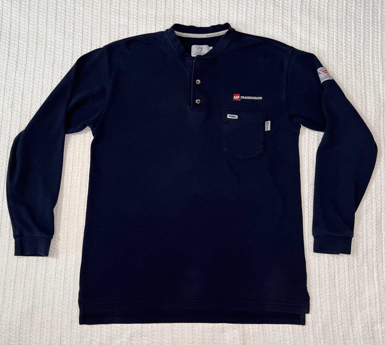 Tyndale FR Henley Shirt Mens LG 21” X 29” Flame Resistant FRMC USA CAT 2