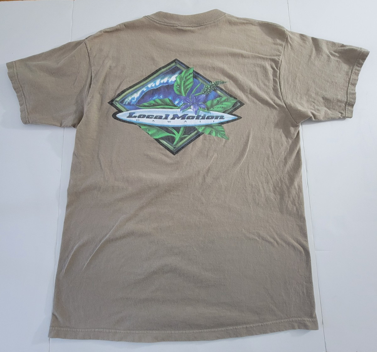 Vintage 90s Local Motion Hawaiian Surf Skate T-Shirt – Tan, Size XL #2