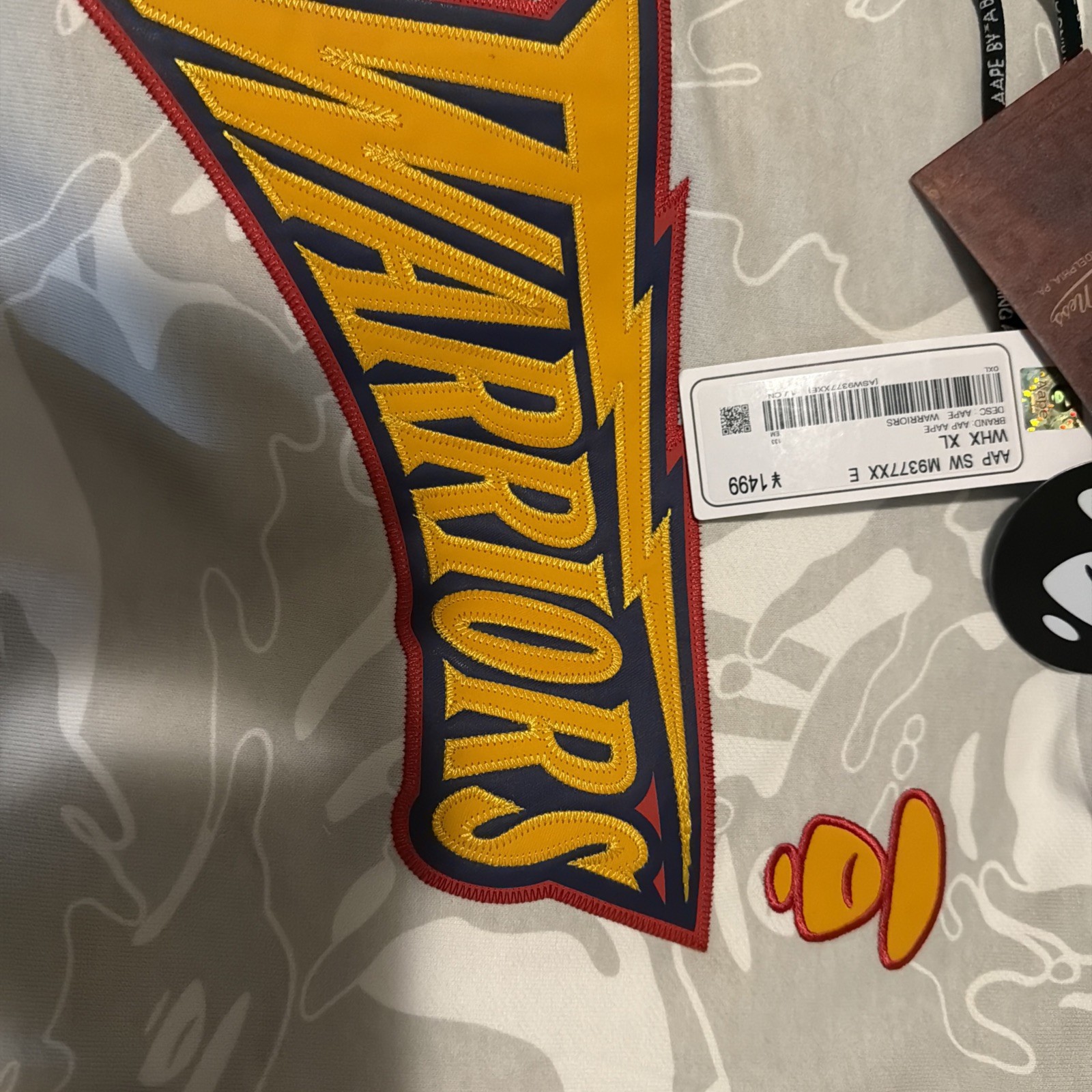 NEW Authentic Aape x NBA Mitchell & Ness WARRIORS Hoodie XL Bathing Ape BAPE
