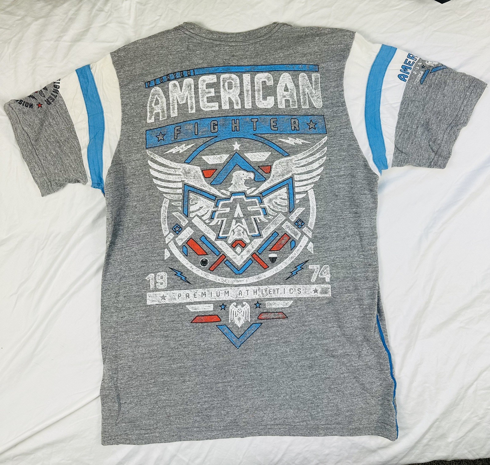 American Fighter Men’s Gray Graphic Print Short Sleeve Tshirt Size 2X
