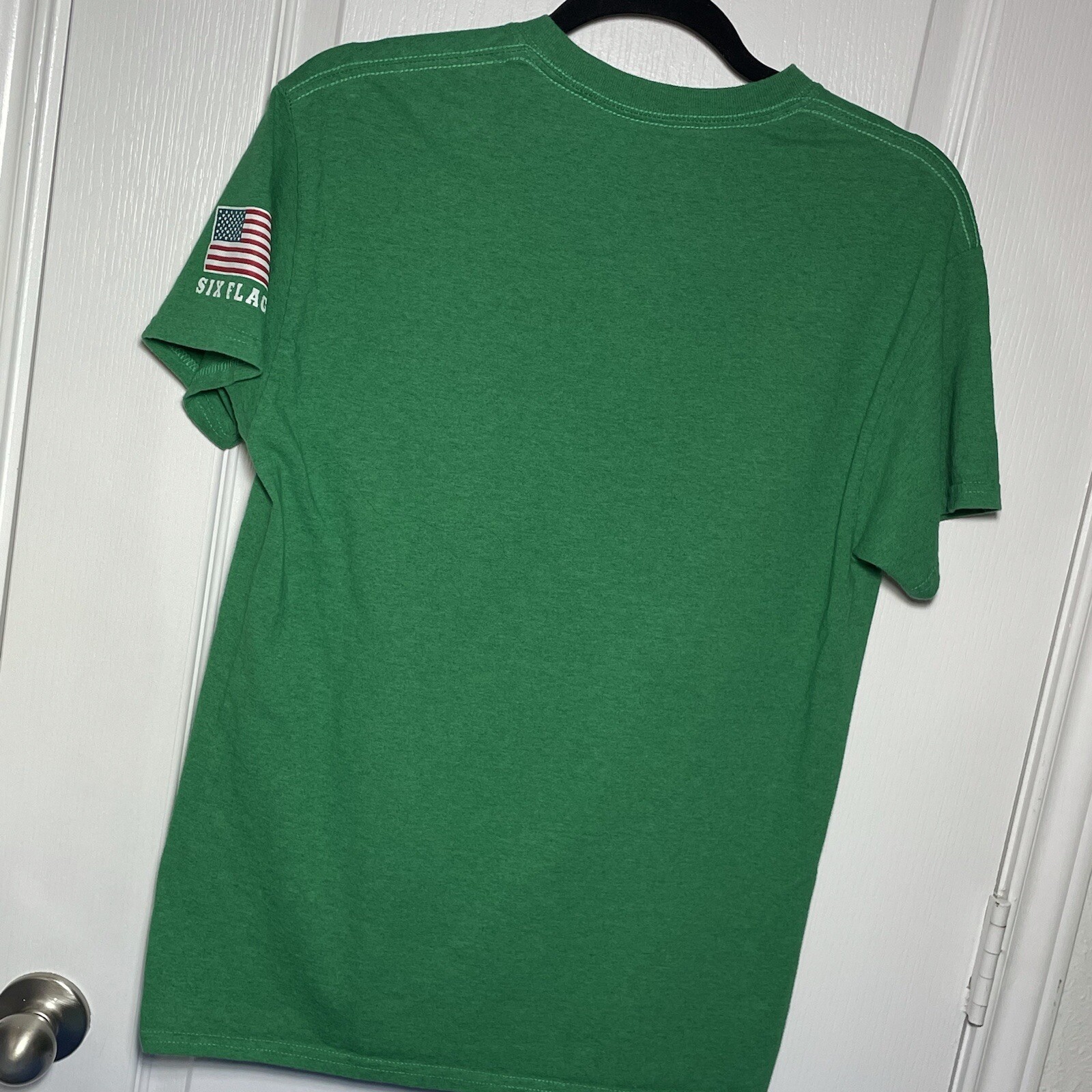 Six Flags Men’s Graphic T-shirt Team THE Joker Green Short Sleeve Medium