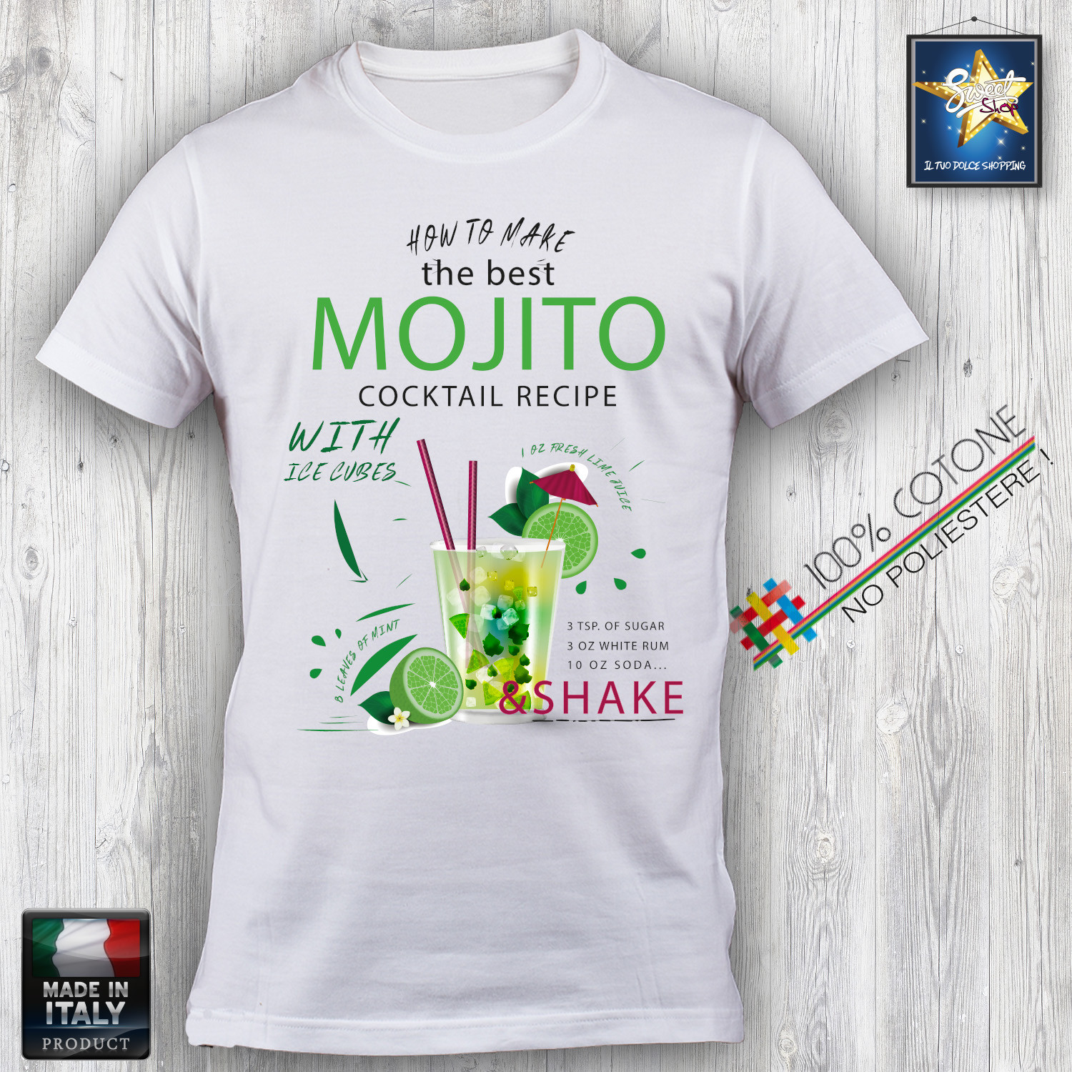Men’s MOJITO COCKTAIL BARTENDER HAPPY SUMMER HAPPINESS Idea Gift T-Shirt