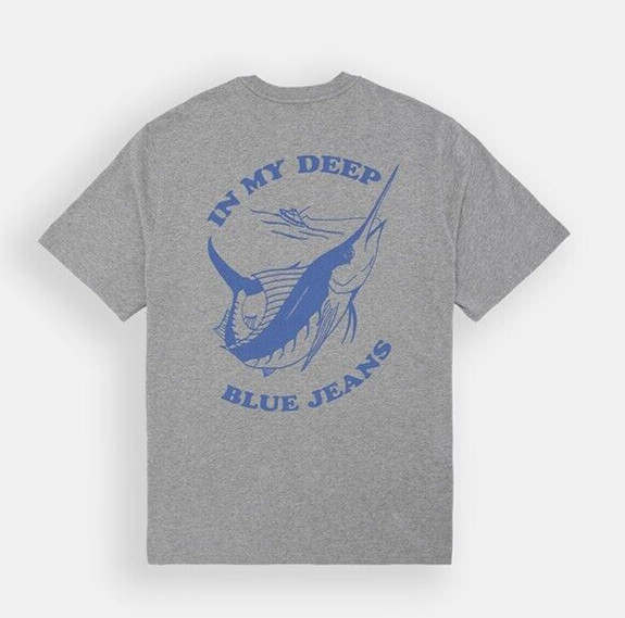 Levi’s T SHIRT RELAXED FIT In My Deep Blue Jeans GRAPHIC Men’s Size XXL Gray