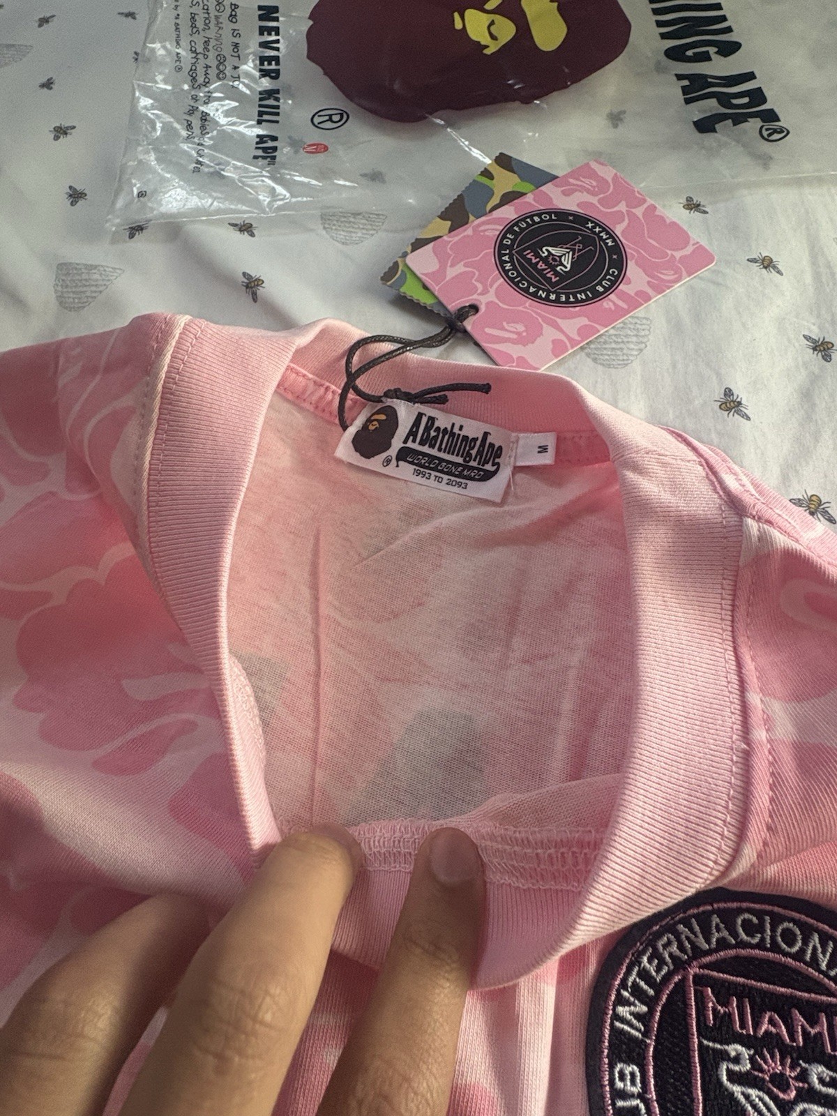 A Bathing Ape BAPE x Inter Miami CF Miami Pink Camo Crew Neck Tee M (ITS NEW)
