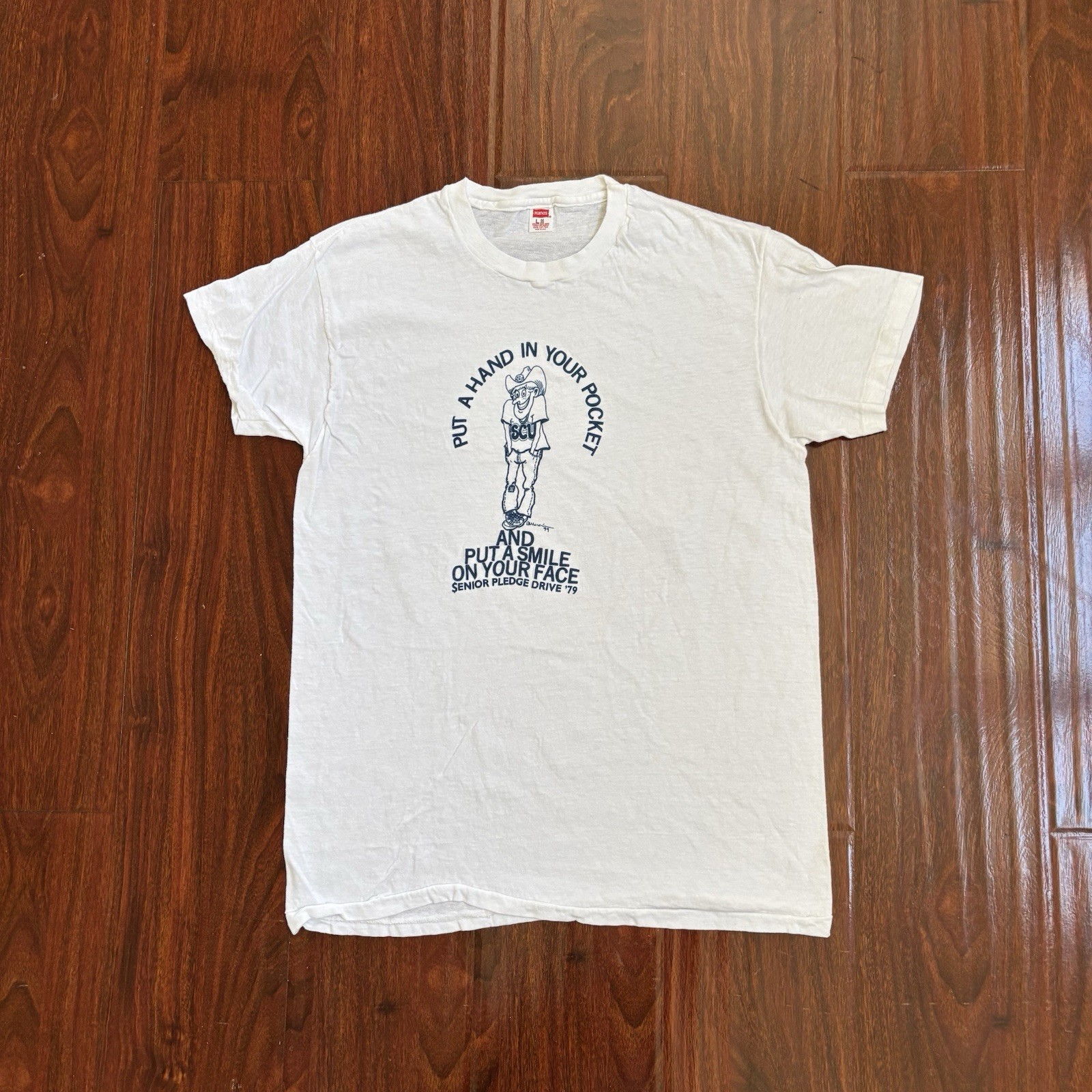 Vtg 70s Santa Clara University SCU T-Shirt Size L 1979 Senior Pledge 80s College