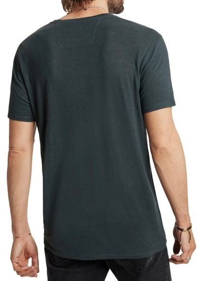 John Varvatos Men’s Evolution Floral Embroidery Linen SS Crew T-Shirt Dried Sage