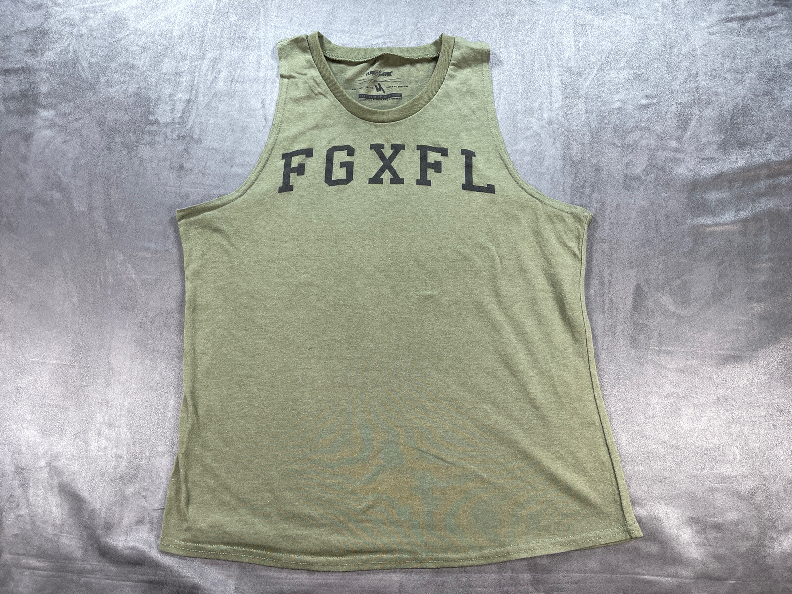 FGXFL Flag Nor Fail OD Green Workout LIFT HEAVY Tank Top Shirt Medium Exercise