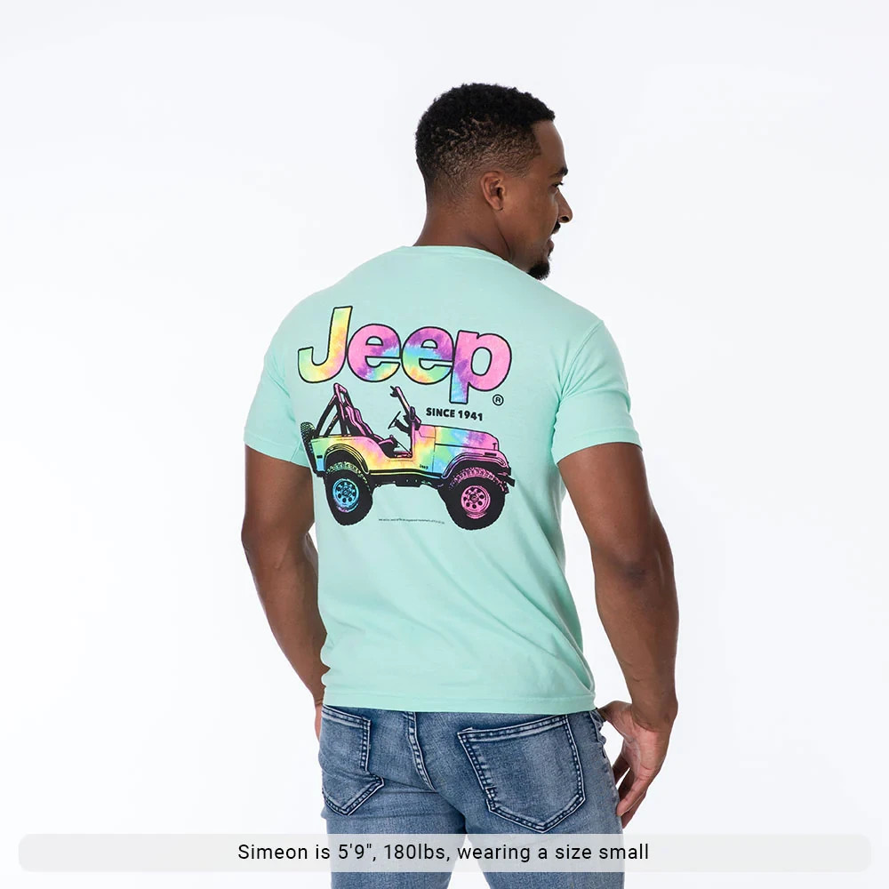 Jeep Beach T-Shirt Tie Dyed CJ comfort Colors Tee Shirt teal – Sizes S/M/XL