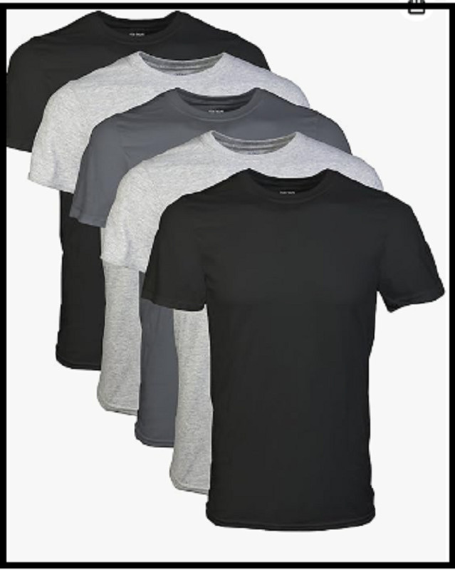 Gildan Men’s Crew T-Shirts Multipack Style G1100 Assorted Black 5-Pack, X-Large