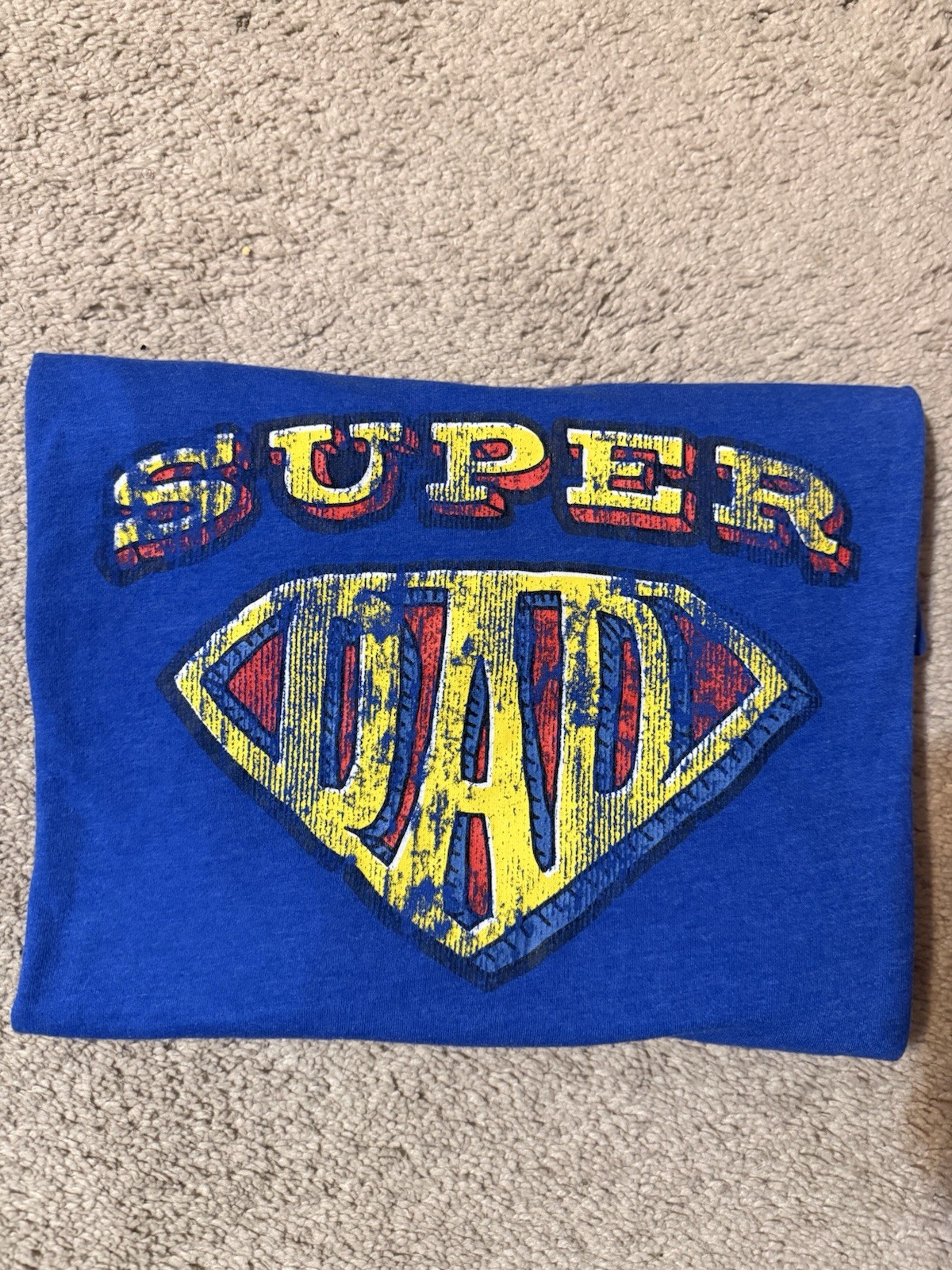Super Dad Graphic Tshirt Men 2XL Blue distressed super hero fathers Day gildan