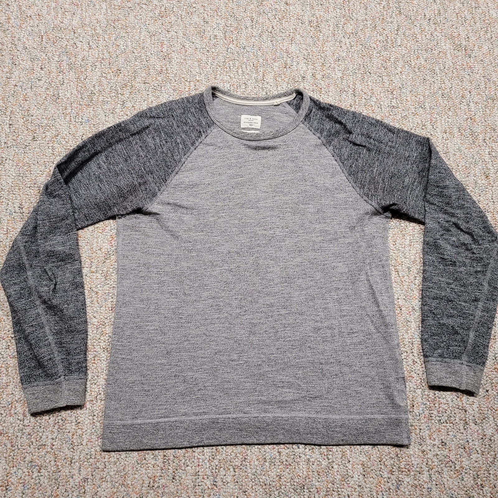 Rag & Bone Standard Issue Shirt Mens Medium Grey Raglan Long Sleeve Crewneck