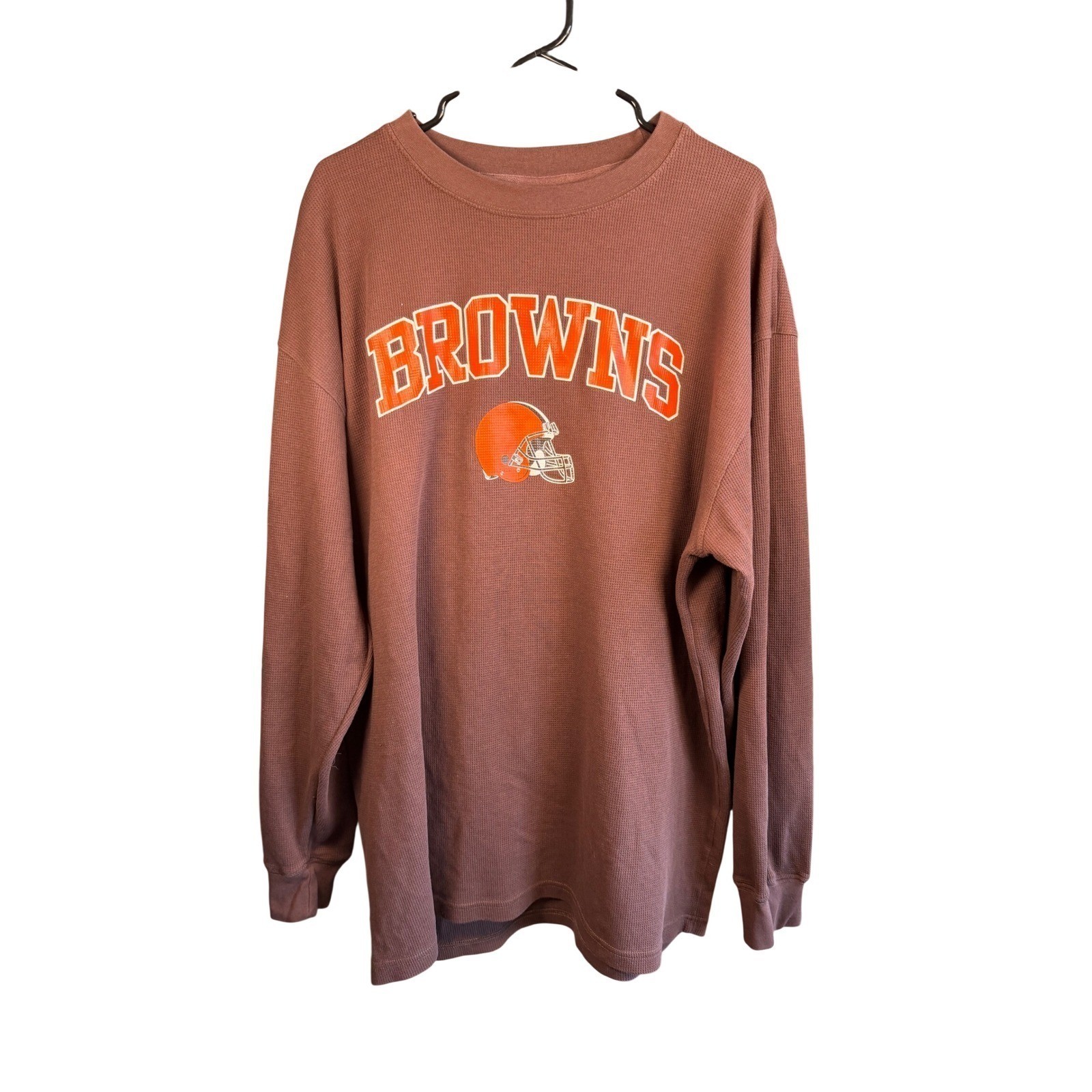 Cleveland Browns Fanatics Waffle Knit Thermal Long Sleeve Shirt Brown Mens 2XL