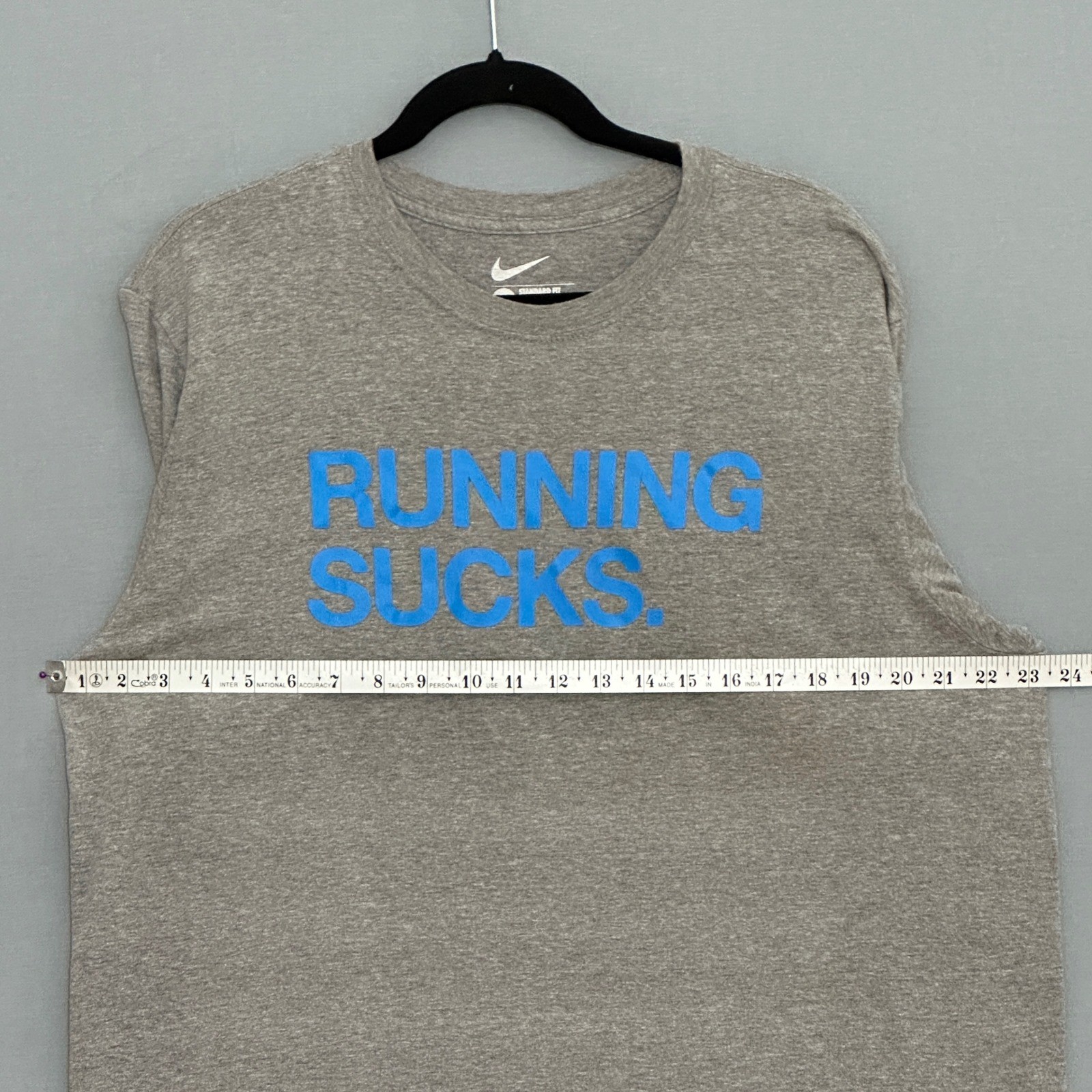 Nike Running Sucks Graphic T-Shirt Mens XL Gray Sun Faded Sarcastic Gym Tee