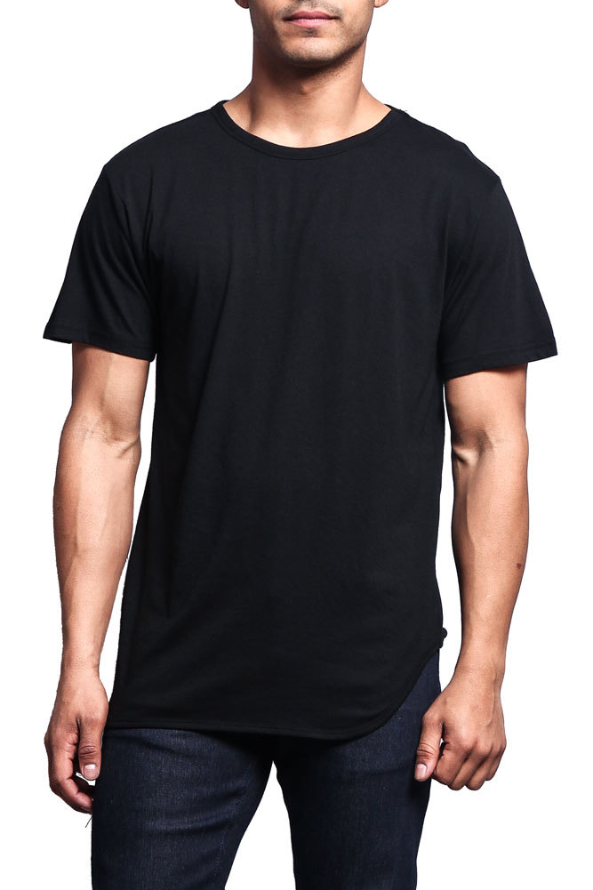 Victorious Men’s Hipster Solid Color Long Length Curved Hem T-Shirt TS270-K21A