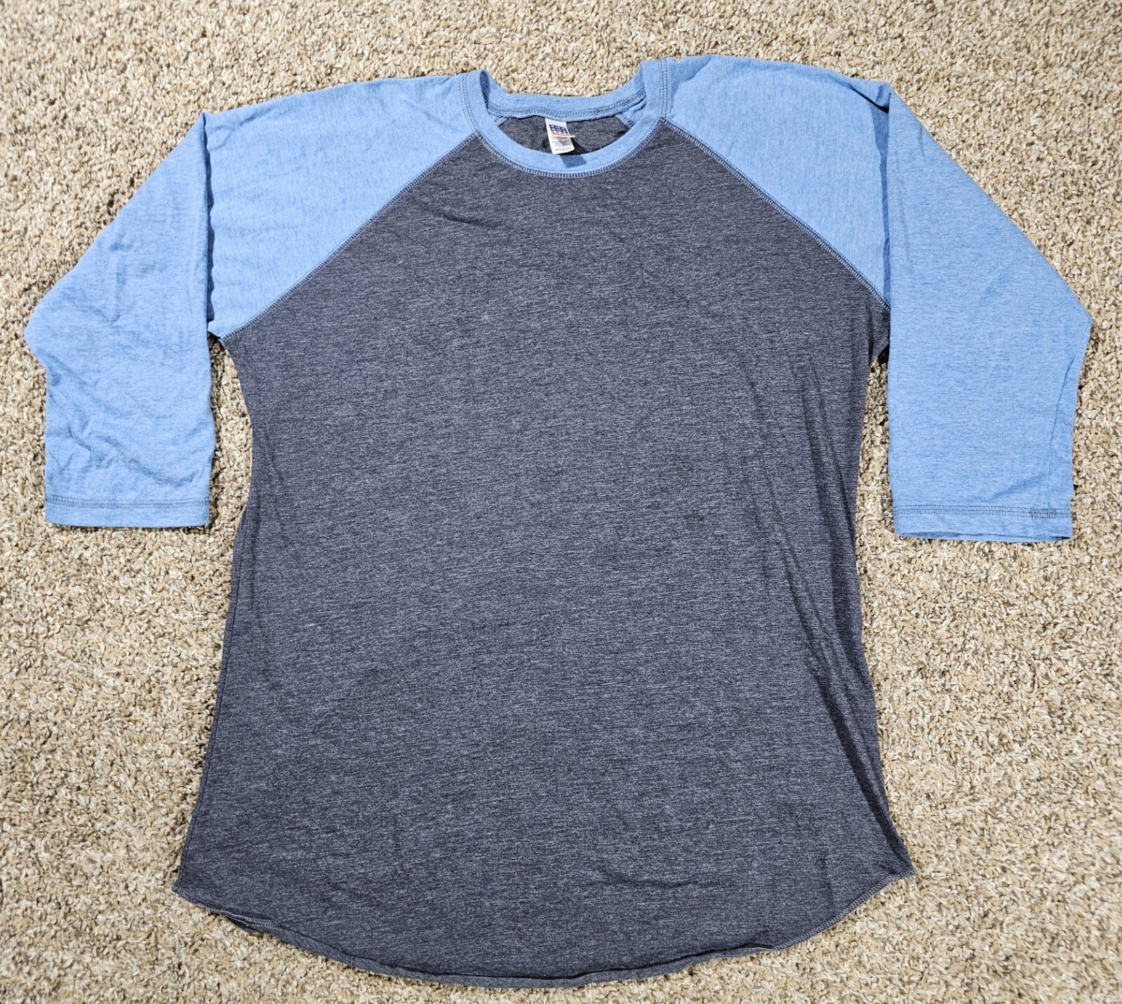 50/50 royal apparel LG made in USA 3/4 sleeve Blue