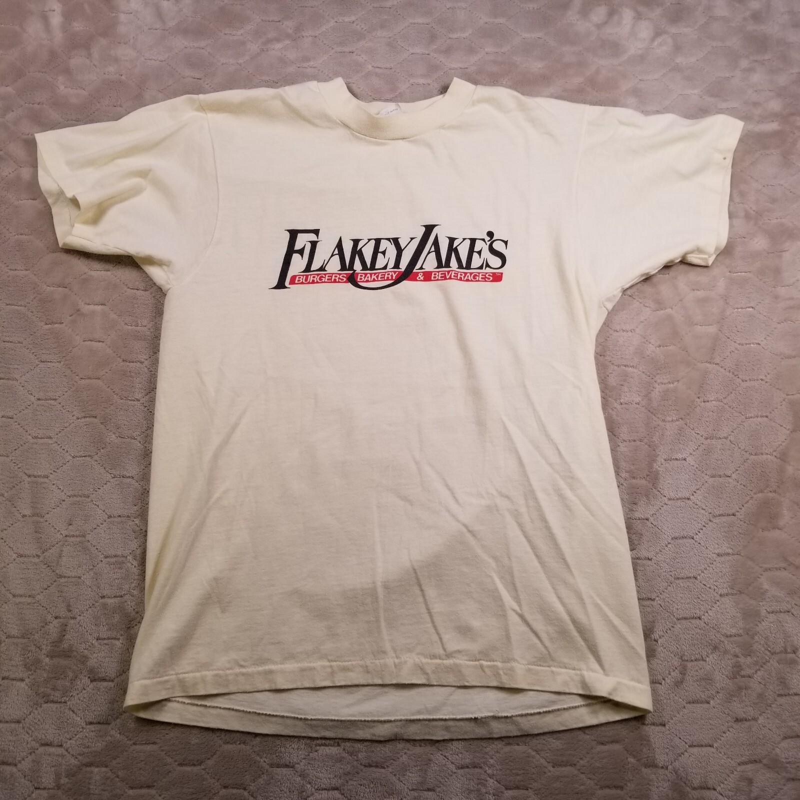 VTG 80s Hanes Flakey Jakes Food Shirt Sz Md Natural Color See Pics Single Stitch