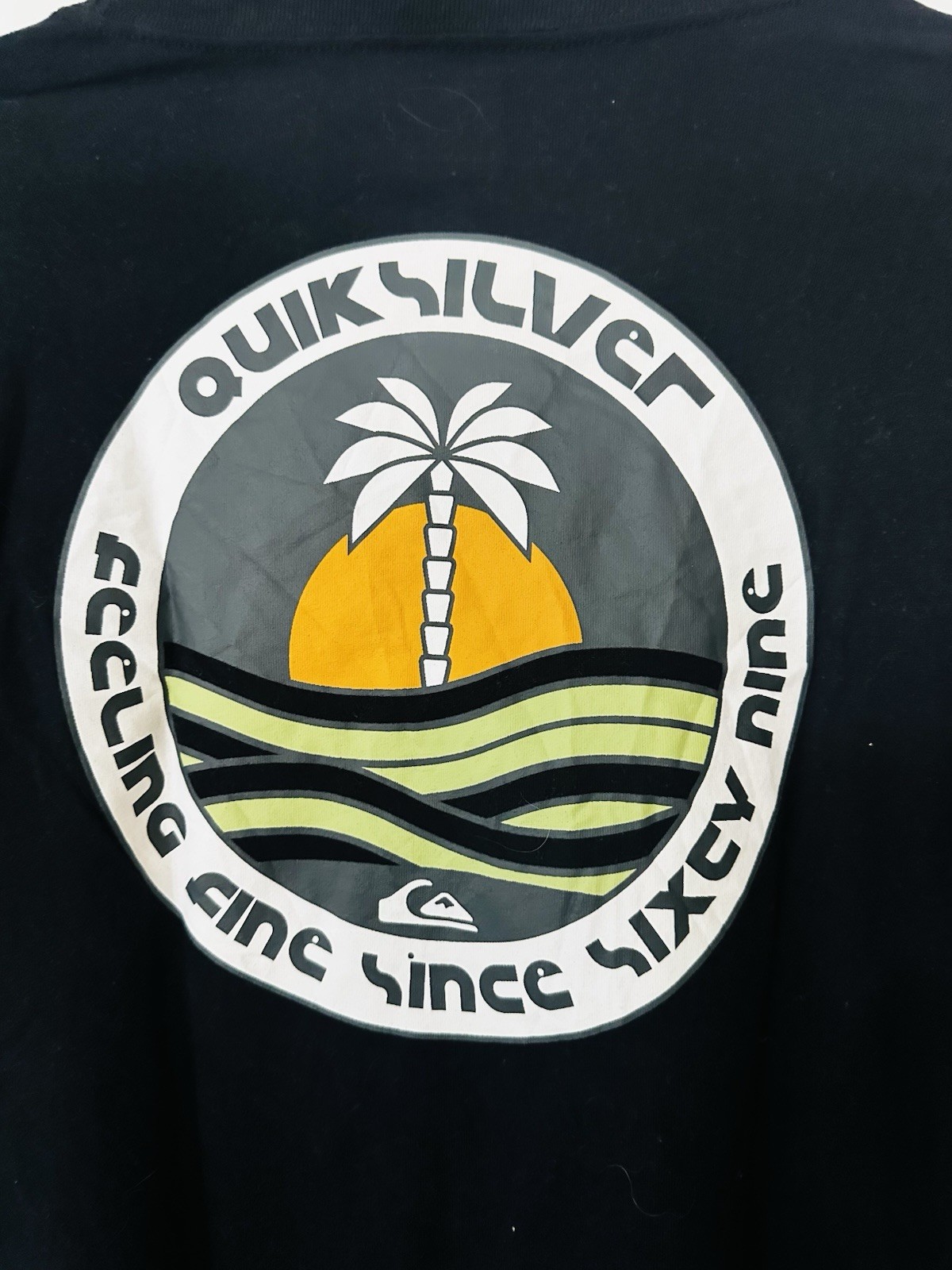 Quiksilver Men’s Black Graphic Logo Print Crew Neck Short Sleeve T-Shirt S