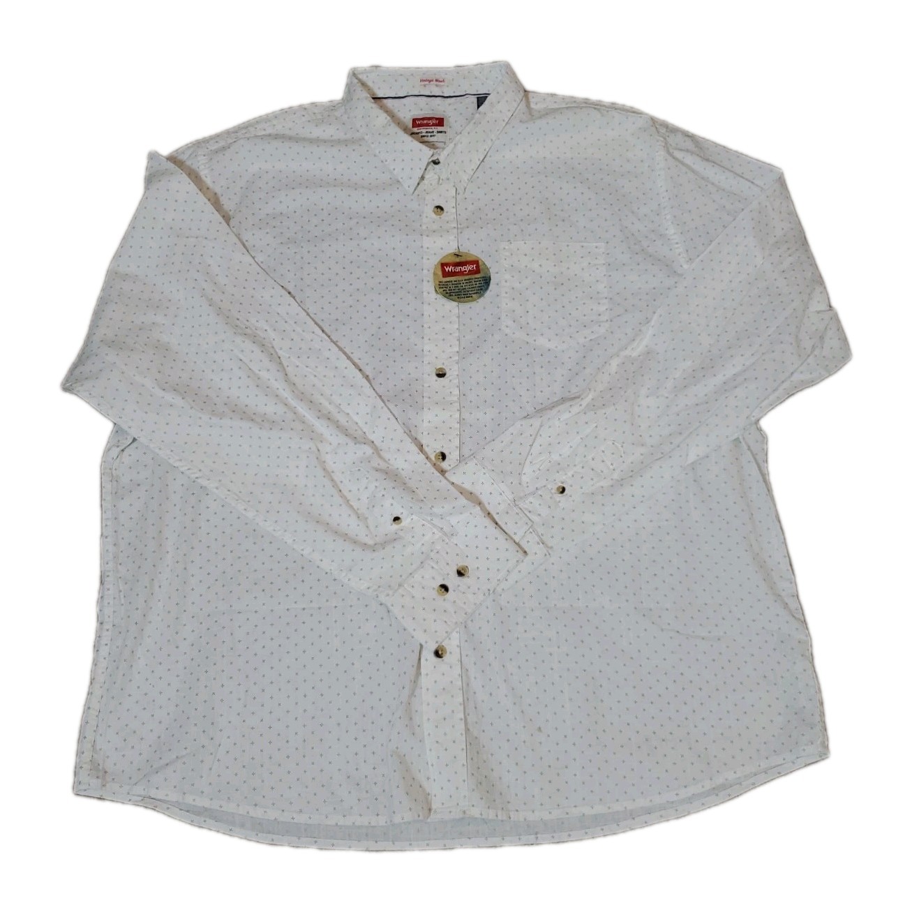 Brand New W/ Tag White Wrangler button-up shirt with star design NWT Size 3XL