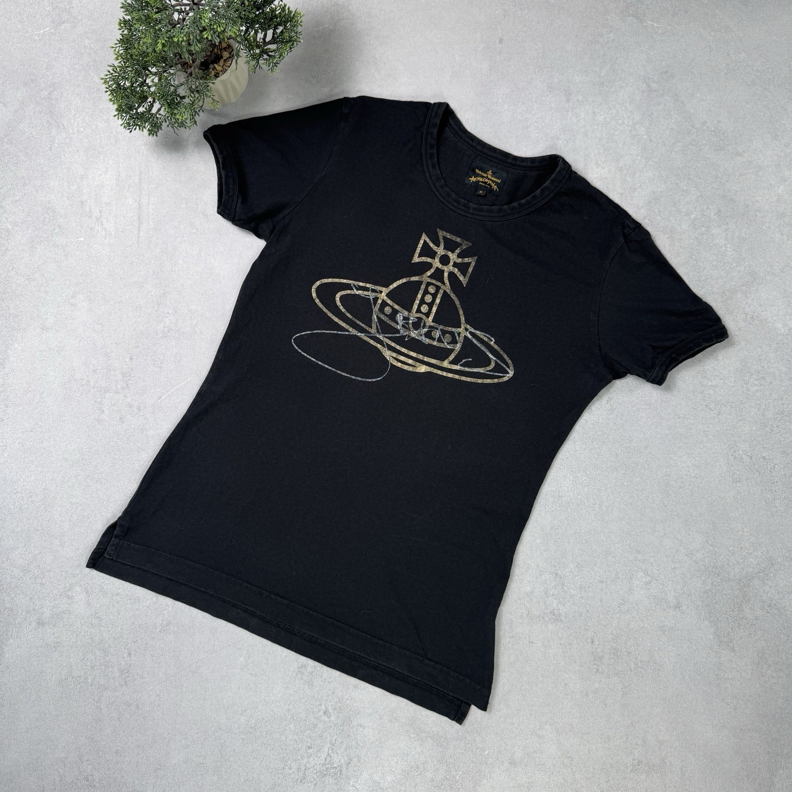 Vivienne Westwood Anglomania classic t-shirt gold foil jeans Size M Black