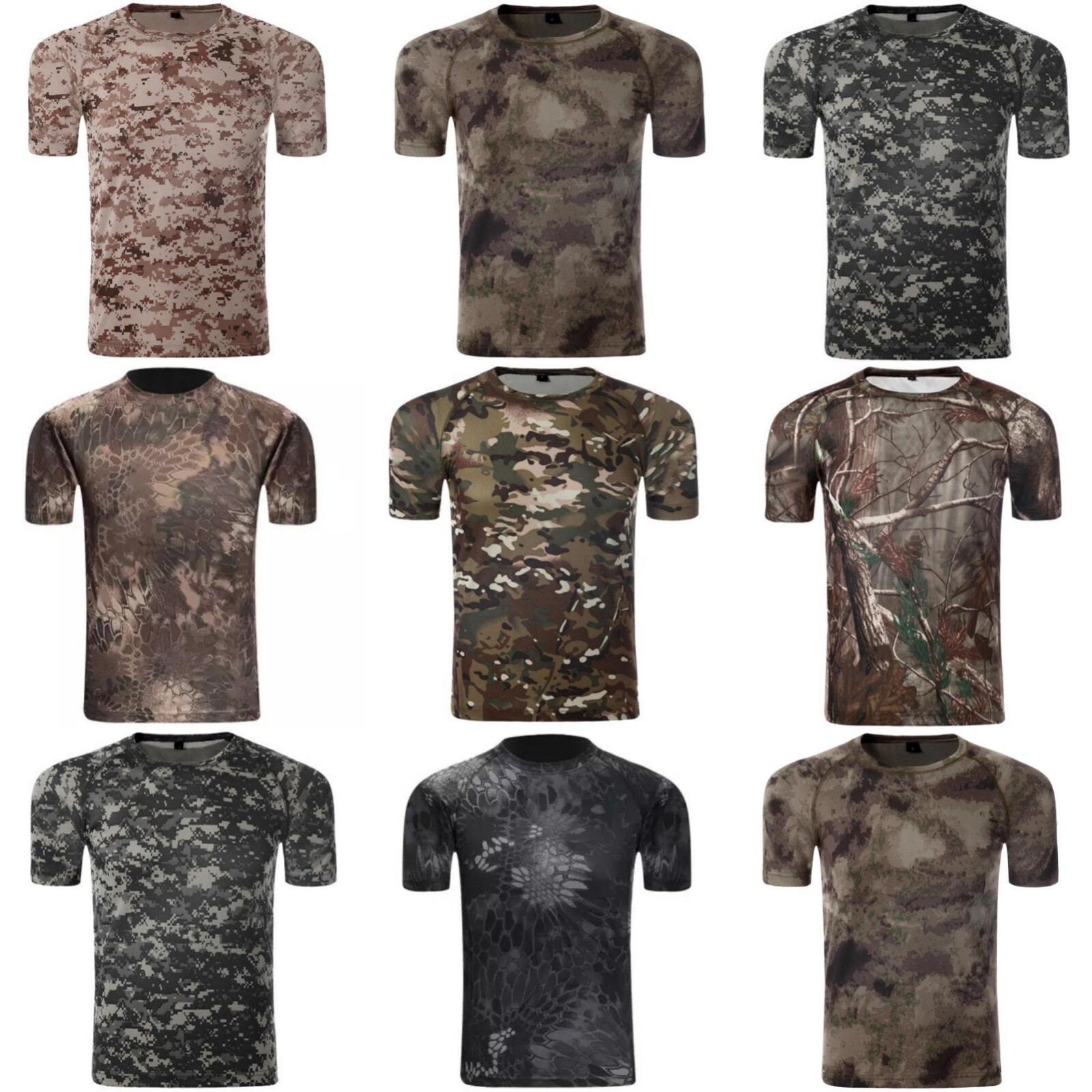 Mens Militray T-Shirt Army Combat Quick Dry Casual Shirt Hiking