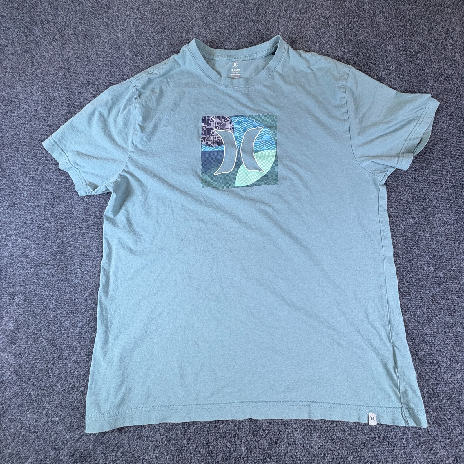 Hurley T Shirt Mens Large Sky Blue Cotton Short Sleeve Graphic Print Crewneck