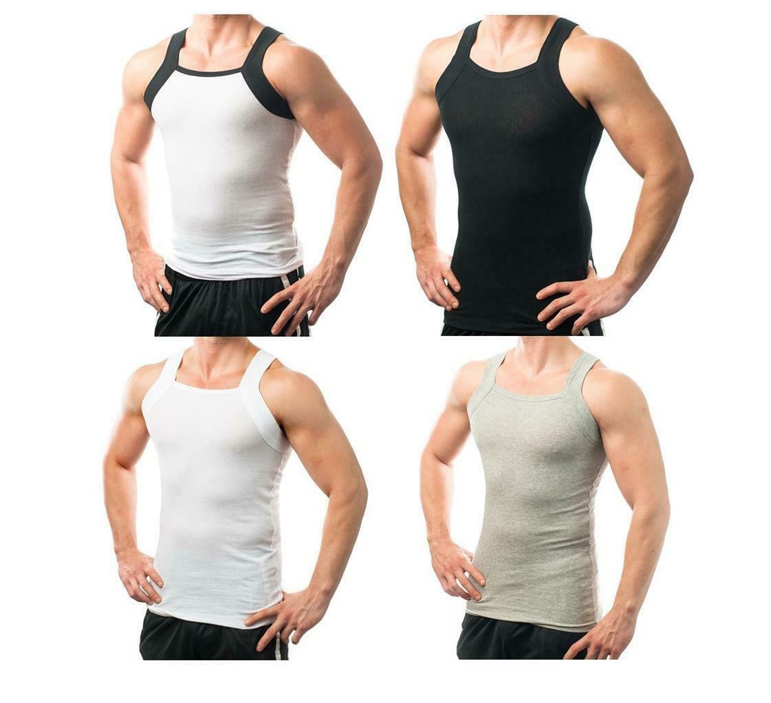 Different Touch Men’s Medium-3X G Style Tank Top Muscle Ribbed A Shirt 4 pack